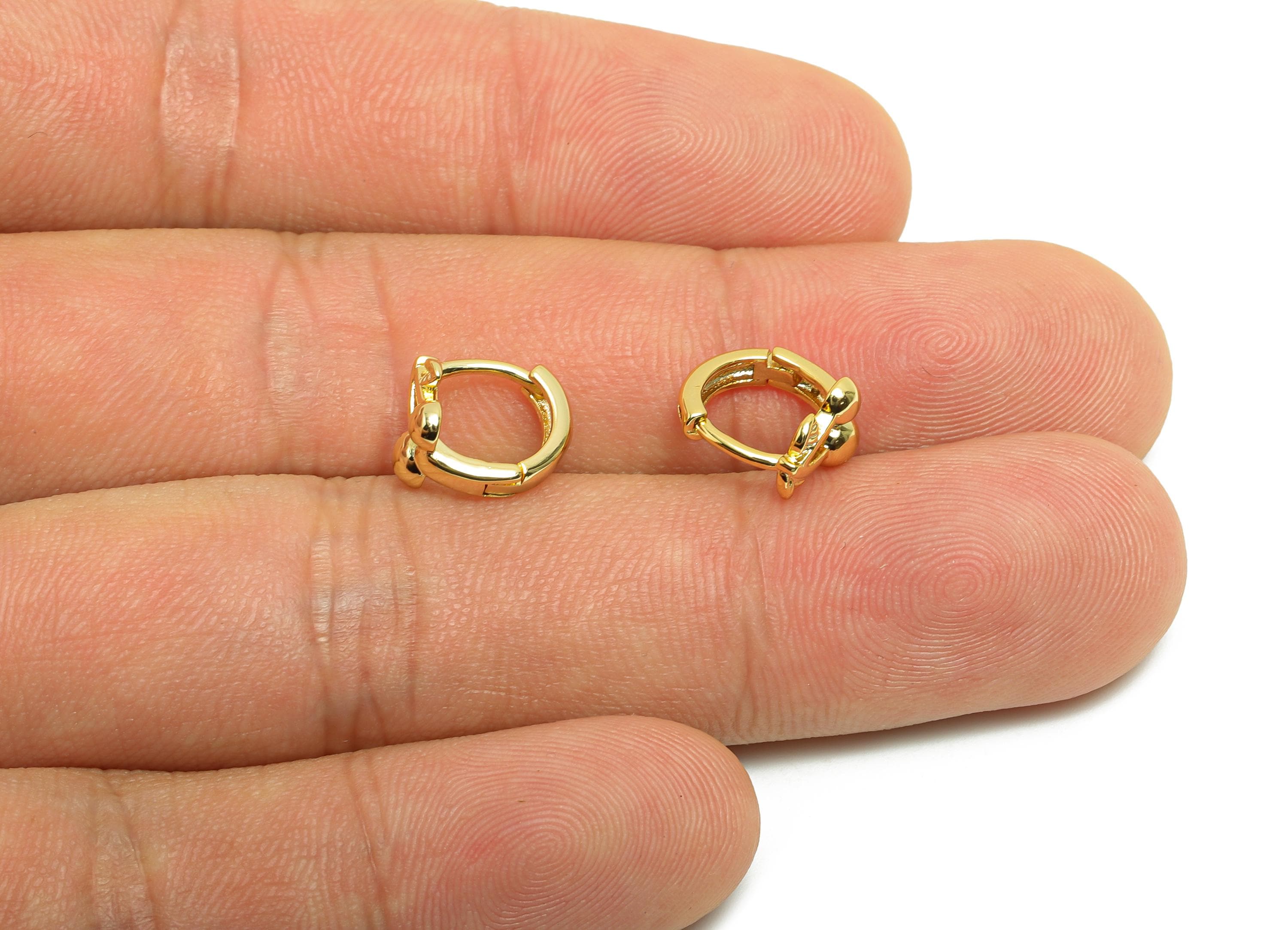 Brass Mini Cherry Earring - Gold Huggie Hoop Earring for Girl's - Circle Daily Wear Earring - 18K Real Gold Plated- 10.2x9.3x5.9mm - RGP8449 - DOMEDBAZAAR