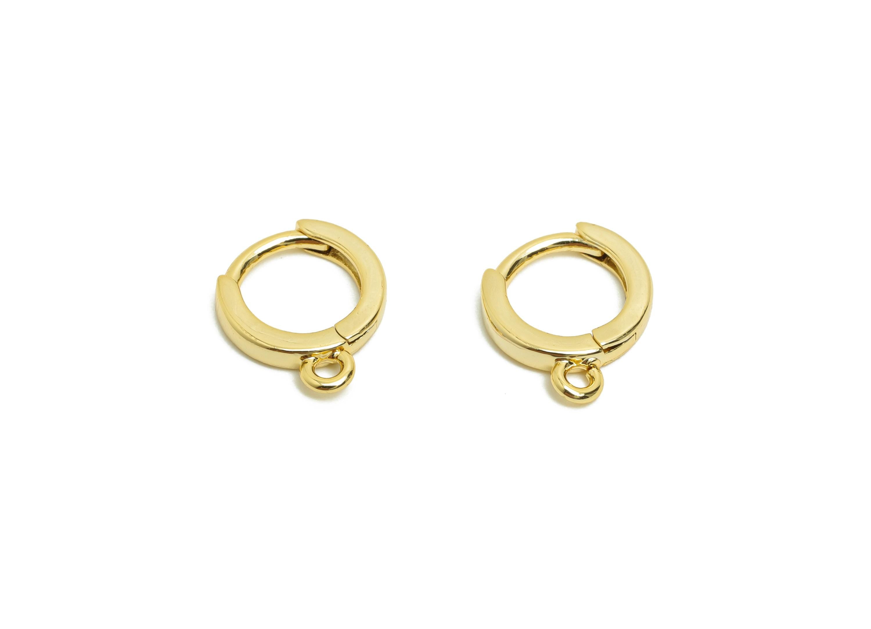 Brass Mini Hoop Earring - Gold Huggie Earring for Girl's - Daily Wear Earring with Loop - 18K Real Gold Plating - 12.4x10.2x1.83mm - RGP8466 - DOMEDBAZAAR