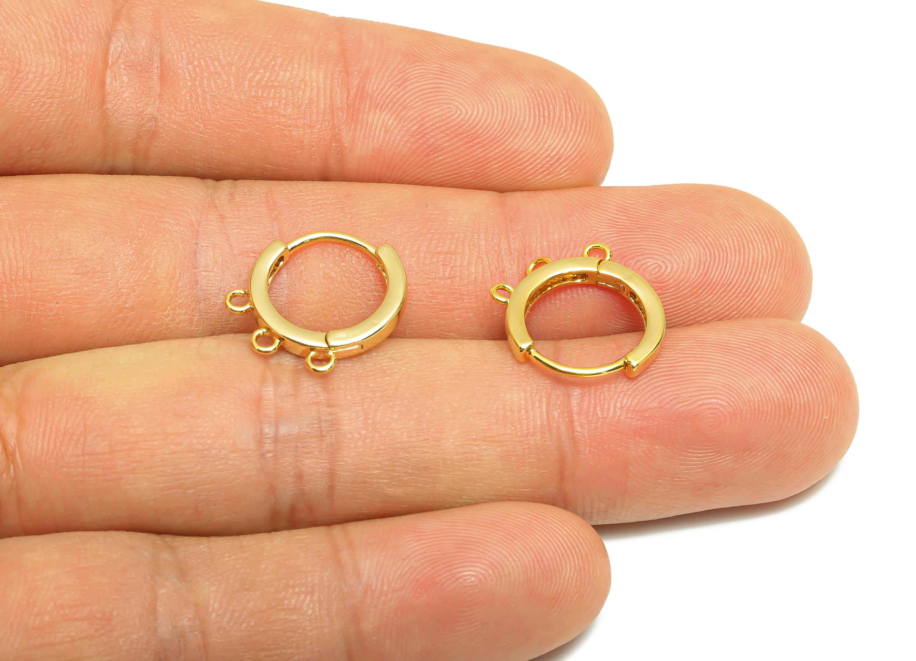 Brass Circle Hoop Earring - Gold Huggie Earring for Girls - Daily Wear Hoop Ear with Loop - 18K Real Gold Plated - 14.8x14.3x2.12mm -RGP8914 - DOMEDBAZAAR