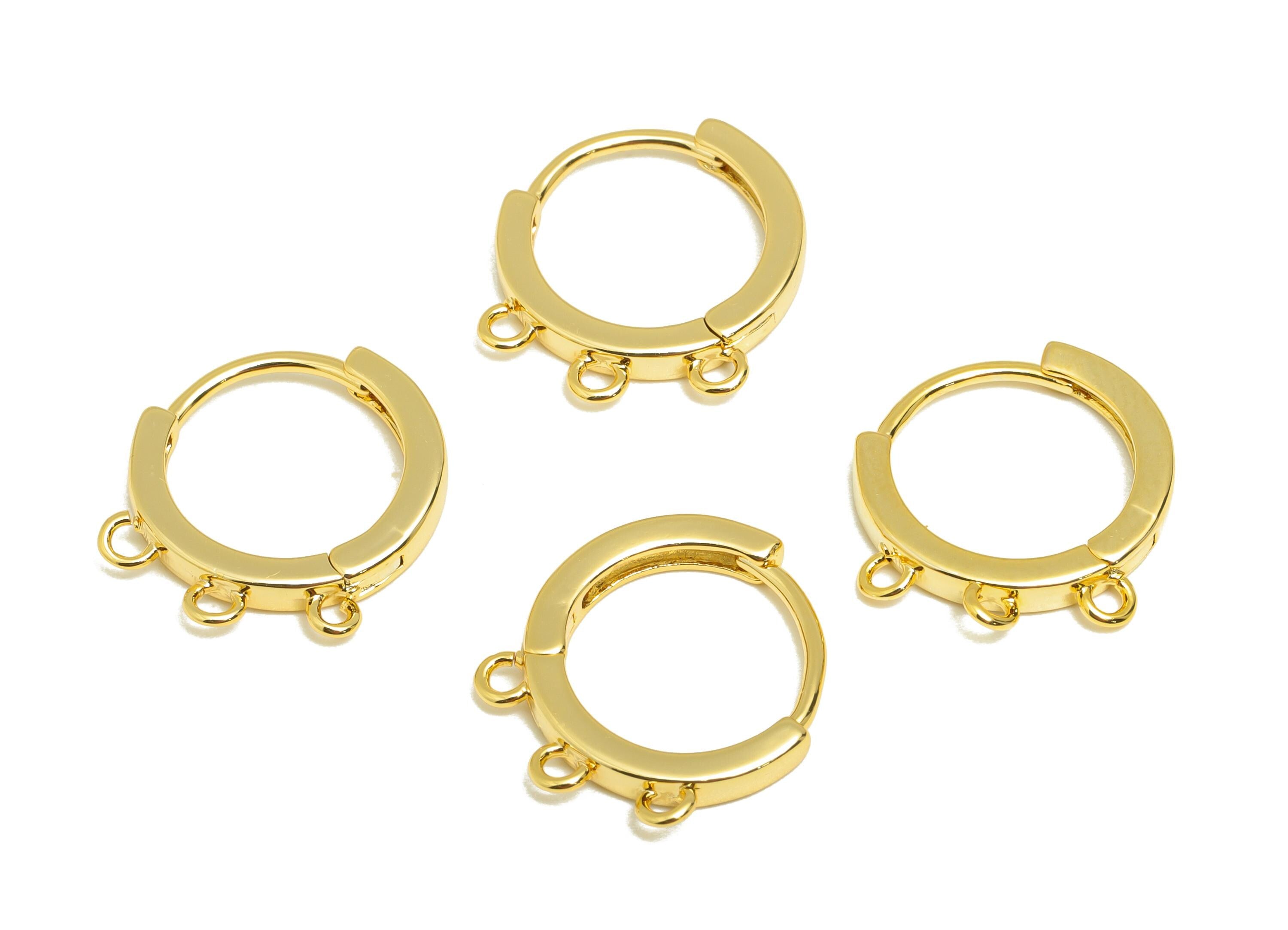 Brass Circle Hoop Earring - Gold Huggie Earring for Girls - Daily Wear Hoop Ear with Loop - 18K Real Gold Plated - 14.8x14.3x2.12mm -RGP8914 - DOMEDBAZAAR