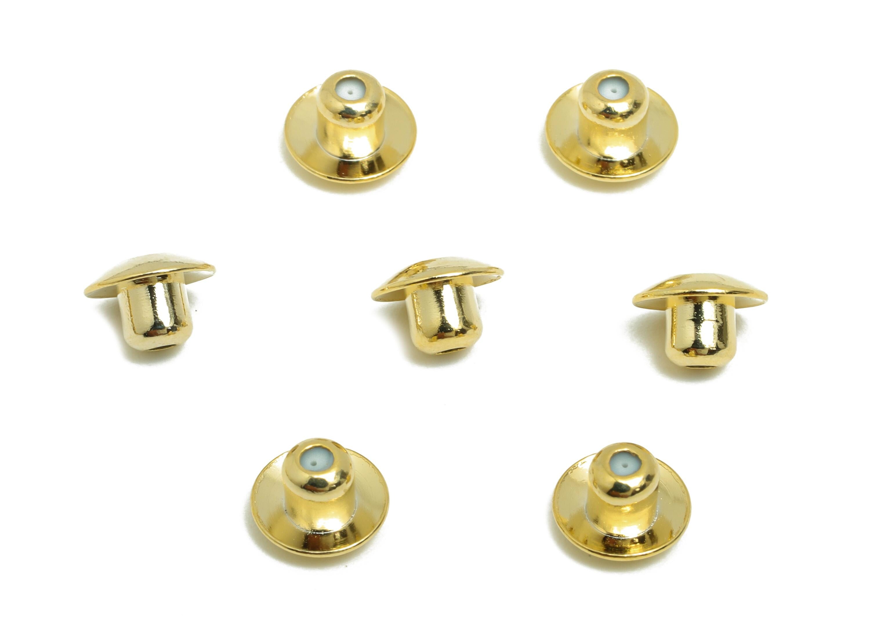 6.5*0.5 Silica Gel Rubber Earring Back - Brass Rubber Earring Stopper Nuts - Rubber Earring - 18K Real Gold Plating - 4.2x6.3x4mm - RGP8642 - DOMEDBAZAAR