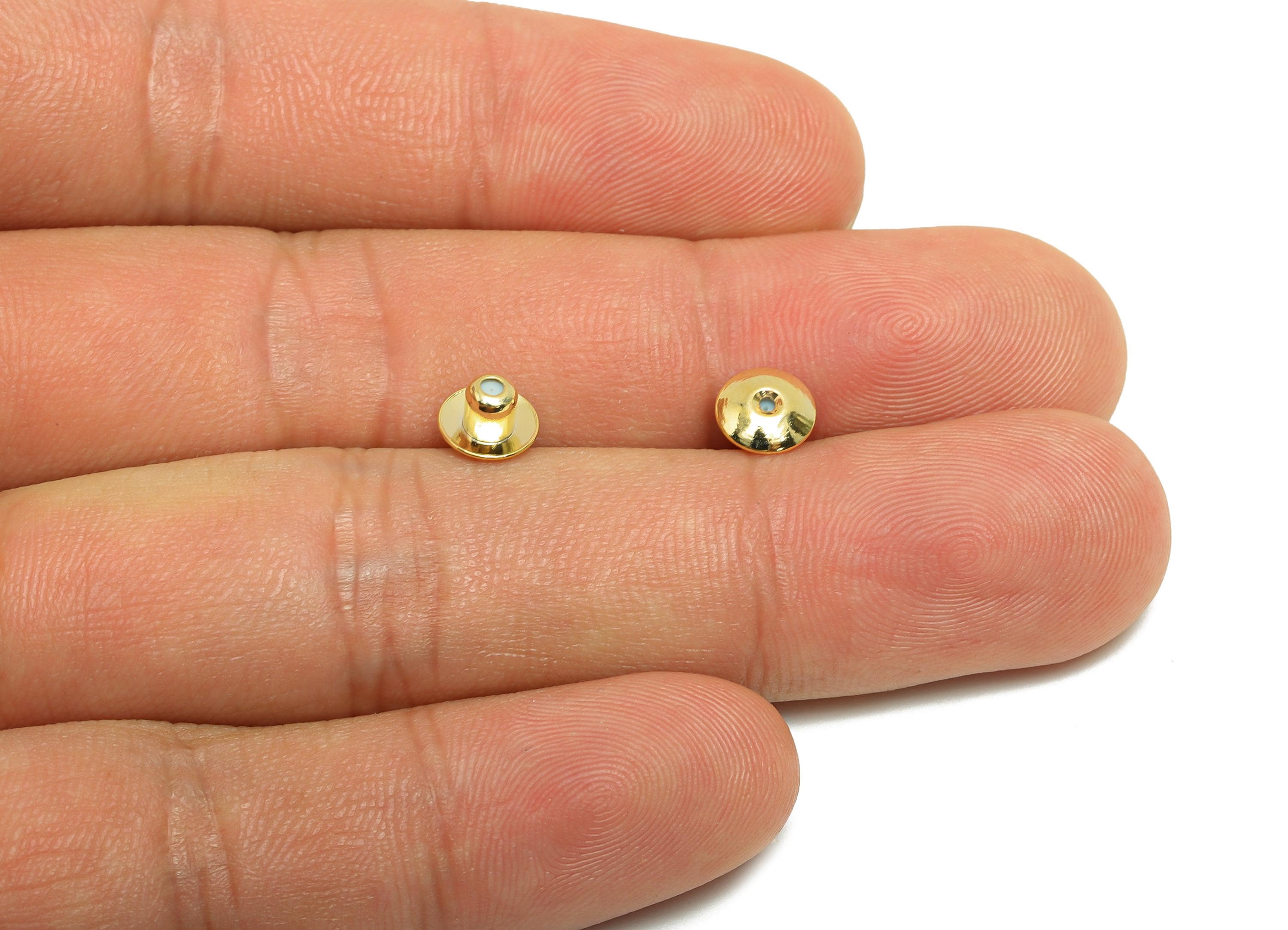 6.5*0.5 Silica Gel Rubber Earring Back - Brass Rubber Earring Stopper Nuts - Rubber Earring - 18K Real Gold Plating - 4.2x6.3x4mm - RGP8642 - DOMEDBAZAAR