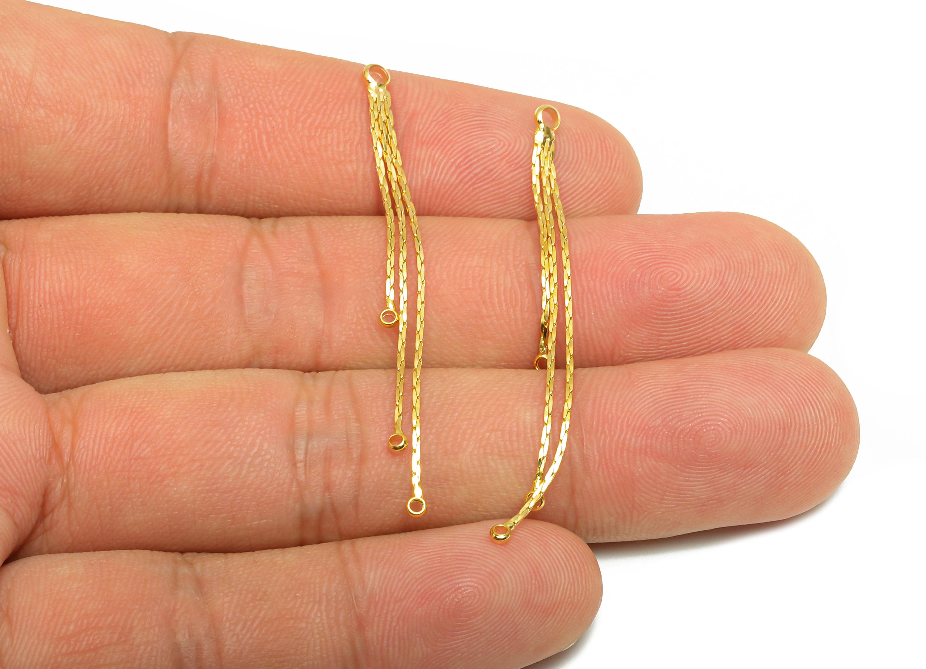 Brass Dangle Tassel Charm - Brass Minimalist Gold Chain Connector With Loop - Delicate Accessory - 18K Real Gold Plated - 50x2x1mm -RGP10233 - DOMEDBAZAAR