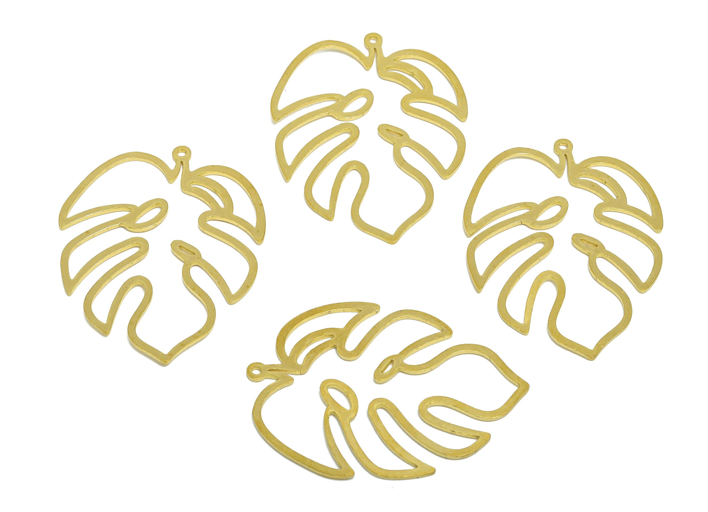 Brass Monstera Charm - Raw Brass Monstera Leaf Pendant - Brass Plant-Themed Charm - Nature-Inspired Pendant - 31.63x28.57x0.8mm - PP10961 - DOMEDBAZAAR