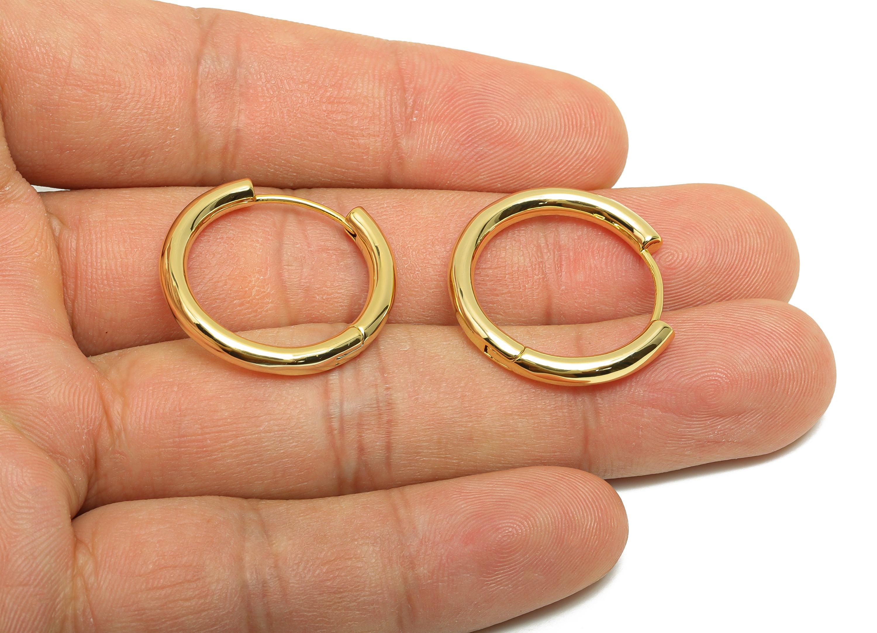 Brass Round Hoop Earring - Gold Huggie Earring for Girl's - Thick Circle Daily Wear Ear - 18K Real Gold Plated - 24.08x22.3x3.13mm - RGP8515 - DOMEDBAZAAR
