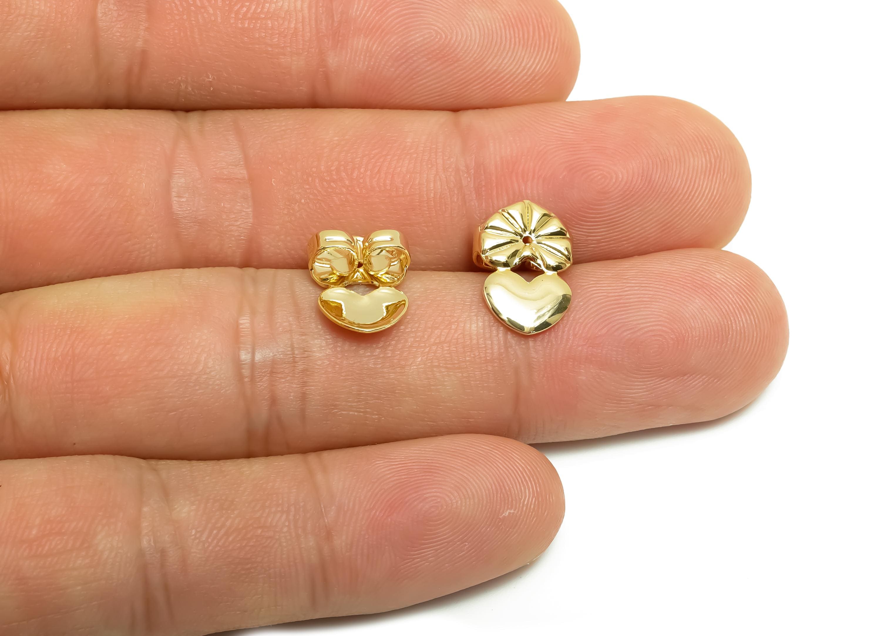 Brass Heart Earring Backs - Brass Textured Heart Back - Earring Stud Back Stopper - Post Nuts - 18K Real Gold Plating - 13x9x5mm - RGP8659 - DOMEDBAZAAR