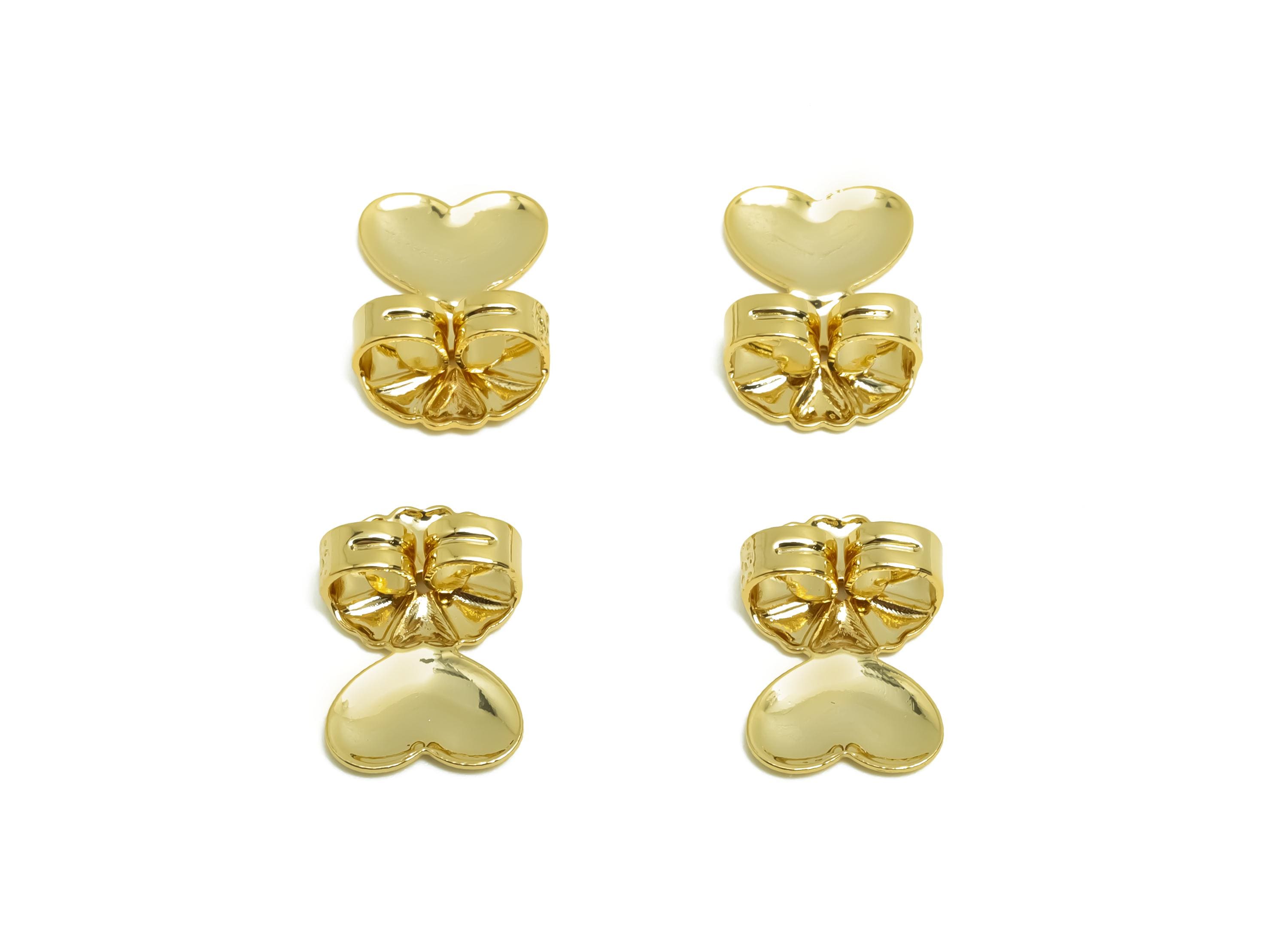 Brass Heart Earring Backs - Brass Louts Leaf  Back - Earring Stud Back Stopper - Gold Jewelry - 18K Real Gold Plating - 14x9x4mm - RGP8666 - DOMEDBAZAAR