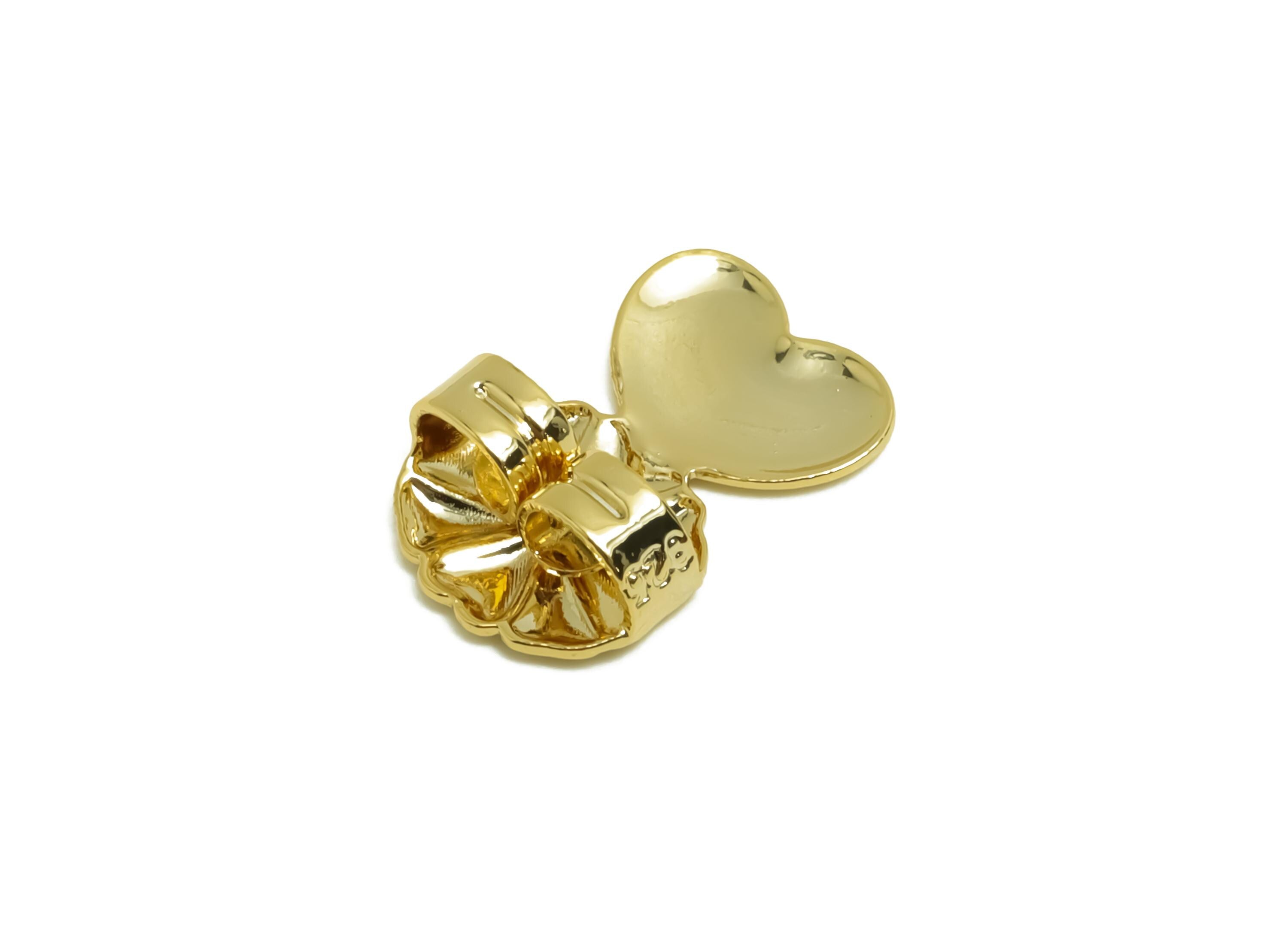 Brass Heart Earring Backs - Brass Louts Leaf  Back - Earring Stud Back Stopper - Gold Jewelry - 18K Real Gold Plating - 14x9x4mm - RGP8666 - DOMEDBAZAAR