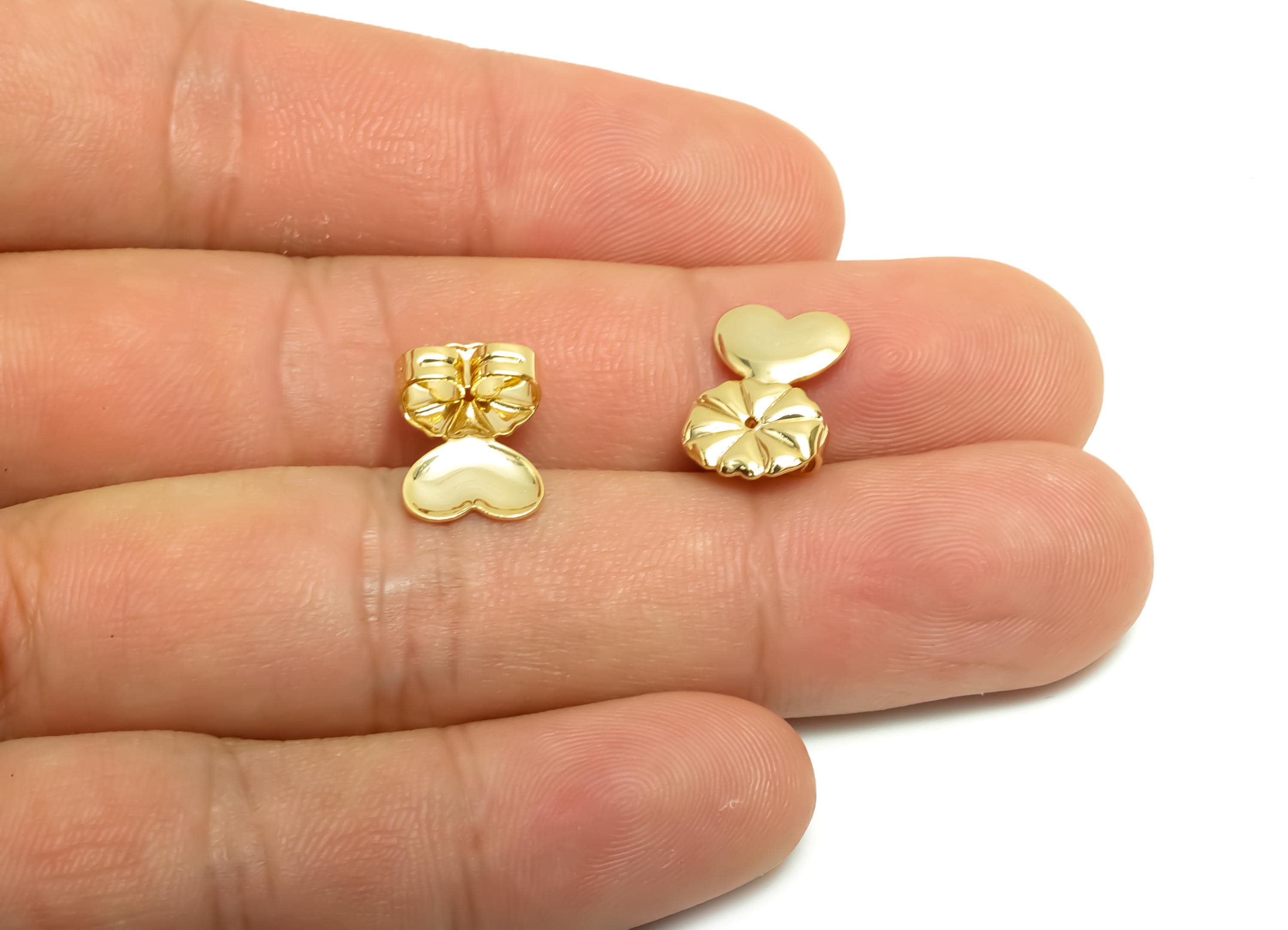 Brass Heart Earring Backs - Brass Louts Leaf  Back - Earring Stud Back Stopper - Gold Jewelry - 18K Real Gold Plating - 14x9x4mm - RGP8666 - DOMEDBAZAAR