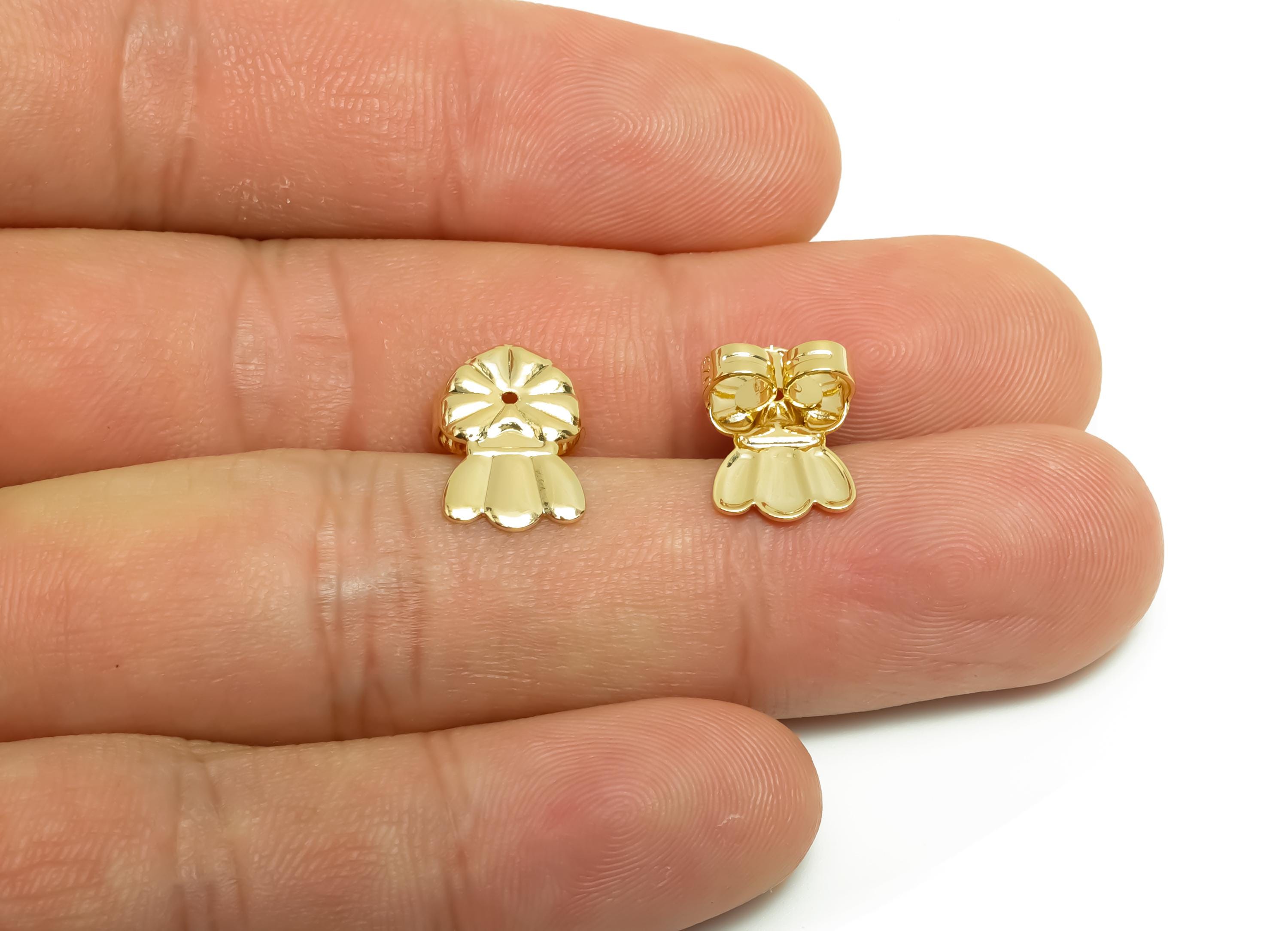 Brass Radish Earring Backs - Brass Gold Earring Back - Earring Stud Back Stopper - Gold Jewelry - 18K Real Gold Plating - 13x9x4mm - RGP8665 - DOMEDBAZAAR
