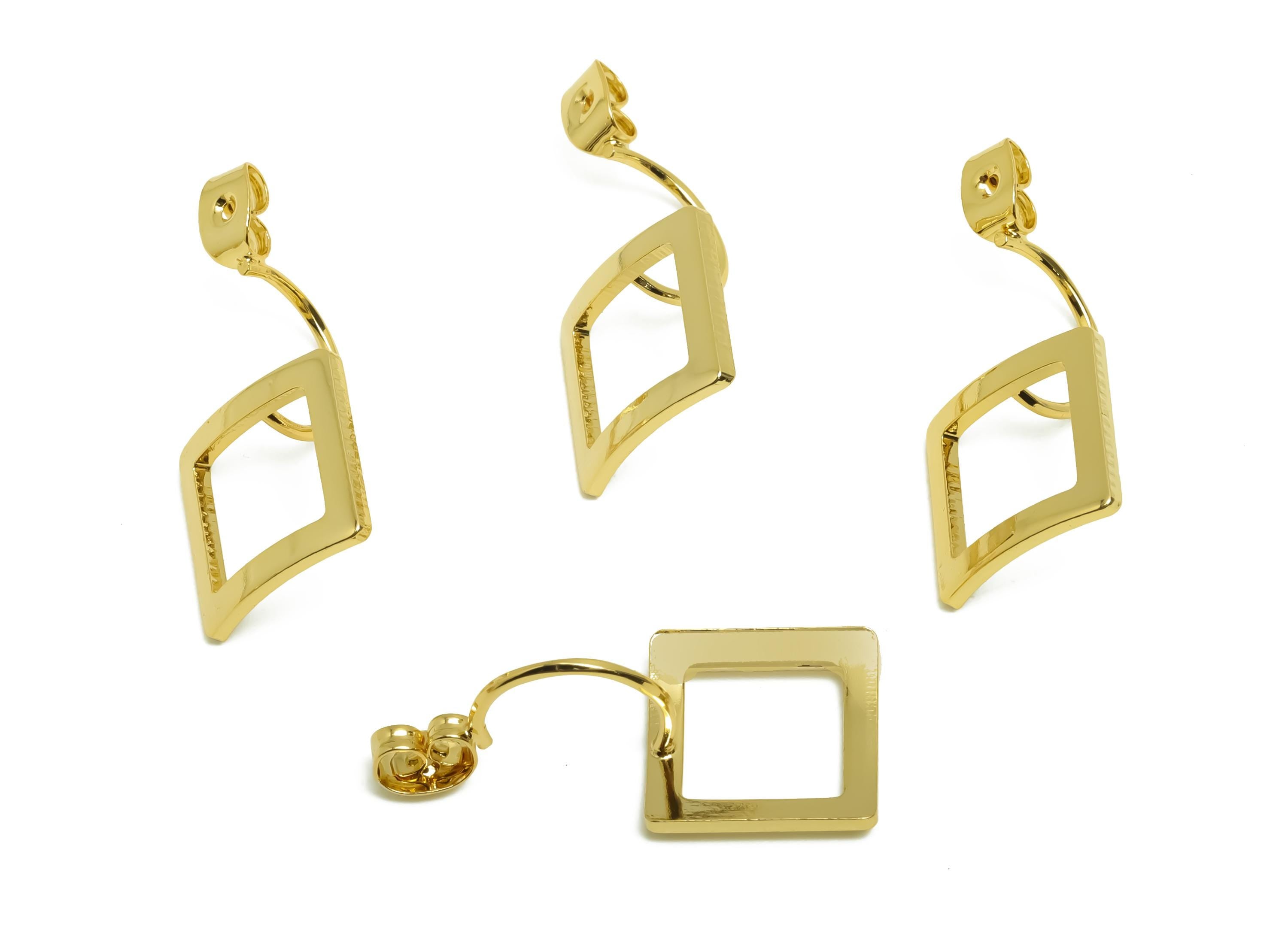 Brass Earring Backs - Brass Square Earring Back - Earring Stud Back Stopper - Gold Jewelry - 18K Real Gold Plating - 29.7x13.7x1mm - RGP8660 - DOMEDBAZAAR