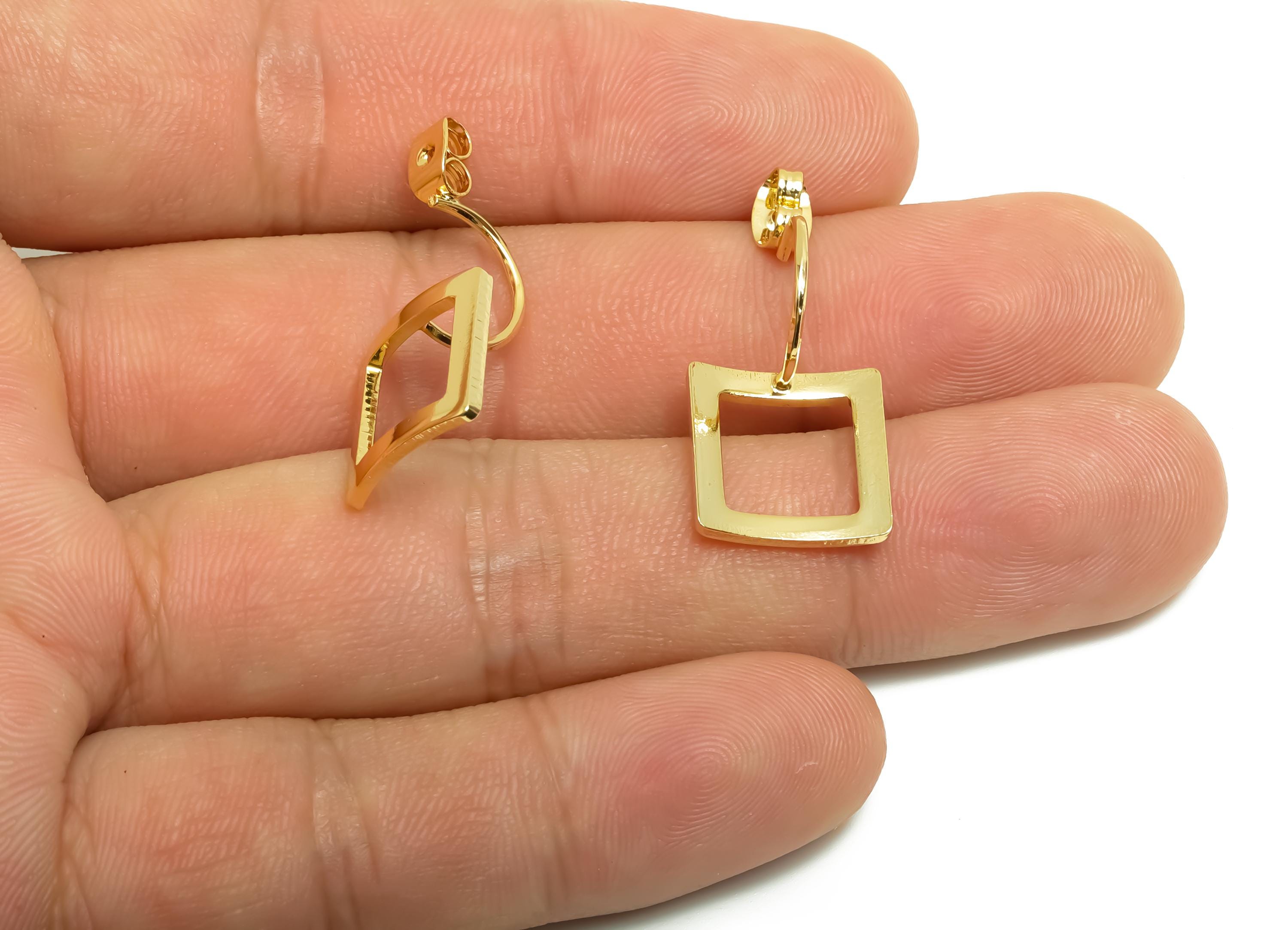 Brass Earring Backs - Brass Square Earring Back - Earring Stud Back Stopper - Gold Jewelry - 18K Real Gold Plating - 29.7x13.7x1mm - RGP8660 - DOMEDBAZAAR
