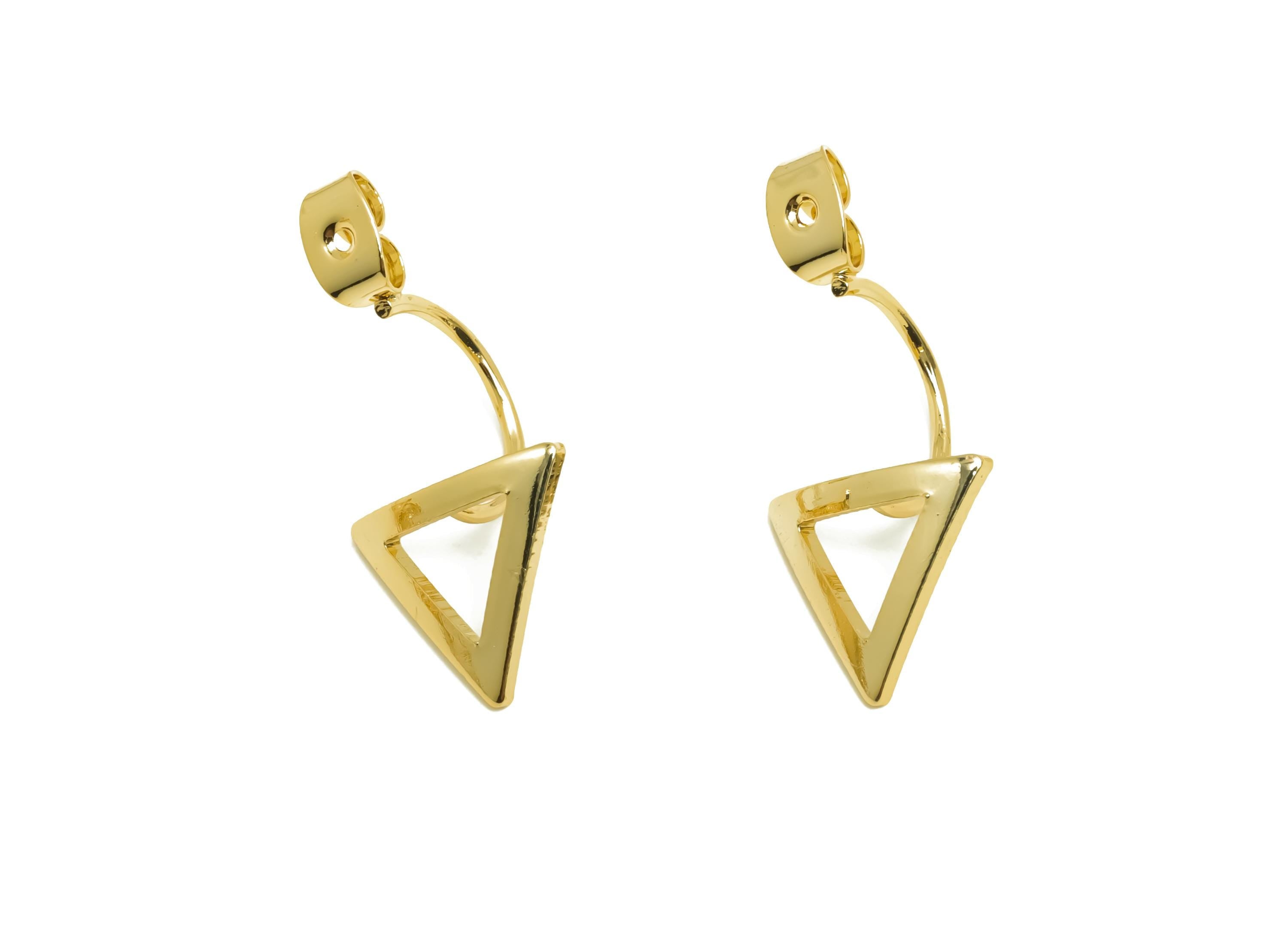 Brass Earring Backs - Brass Tirangle Earring Back - Earring Stud Back Stopper - Gold Jewelry - 18K Real Gold Plating - 27x13x1mm - RGP8669 - DOMEDBAZAAR