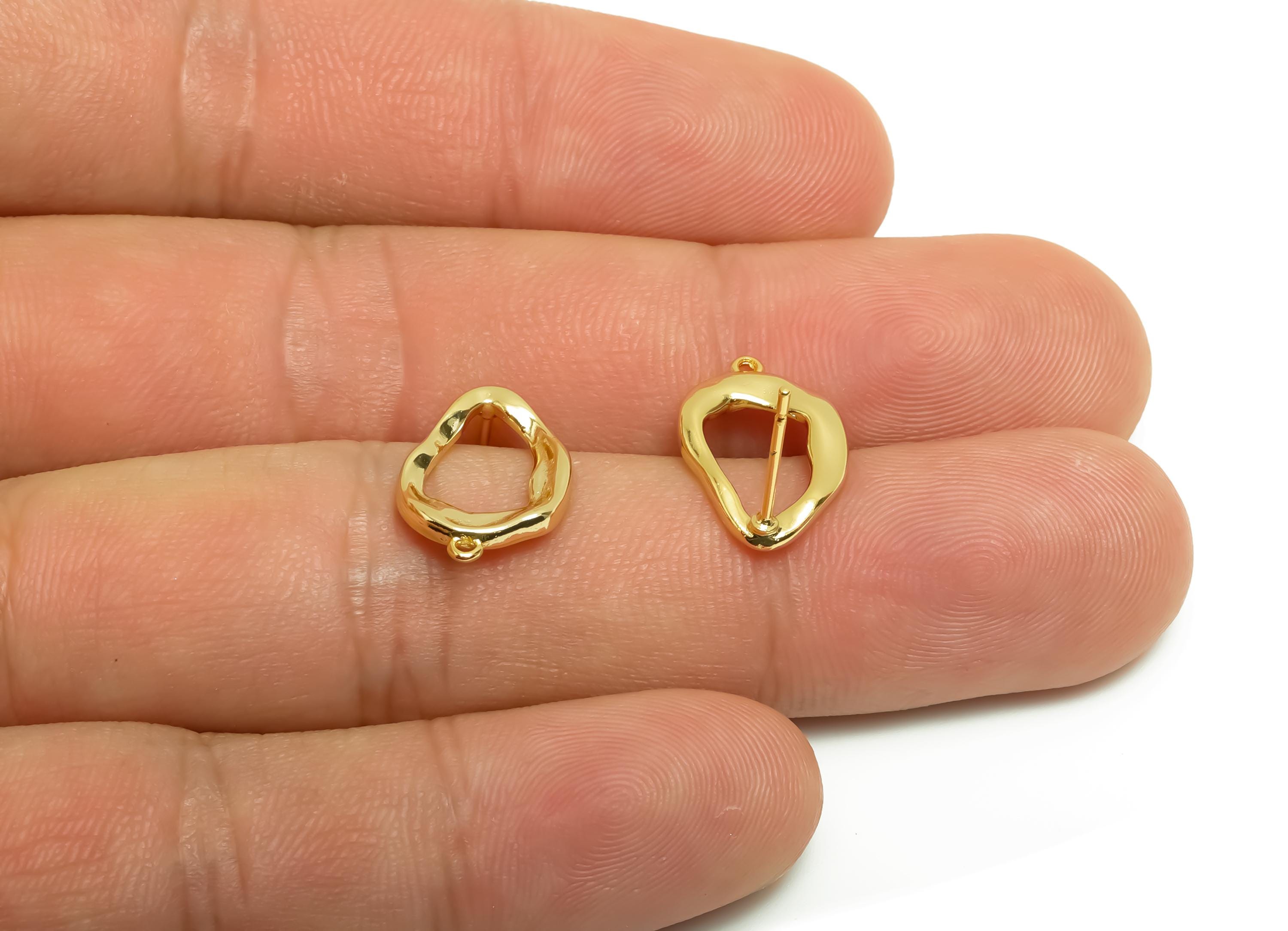 Brass Drop Earring Stud - Brass Wavy Teardrop Earring Post - Gold Jewelry - Gift For Her - 18K Real Gold Plating - 16x10x2mm - RGP8676 - DOMEDBAZAAR