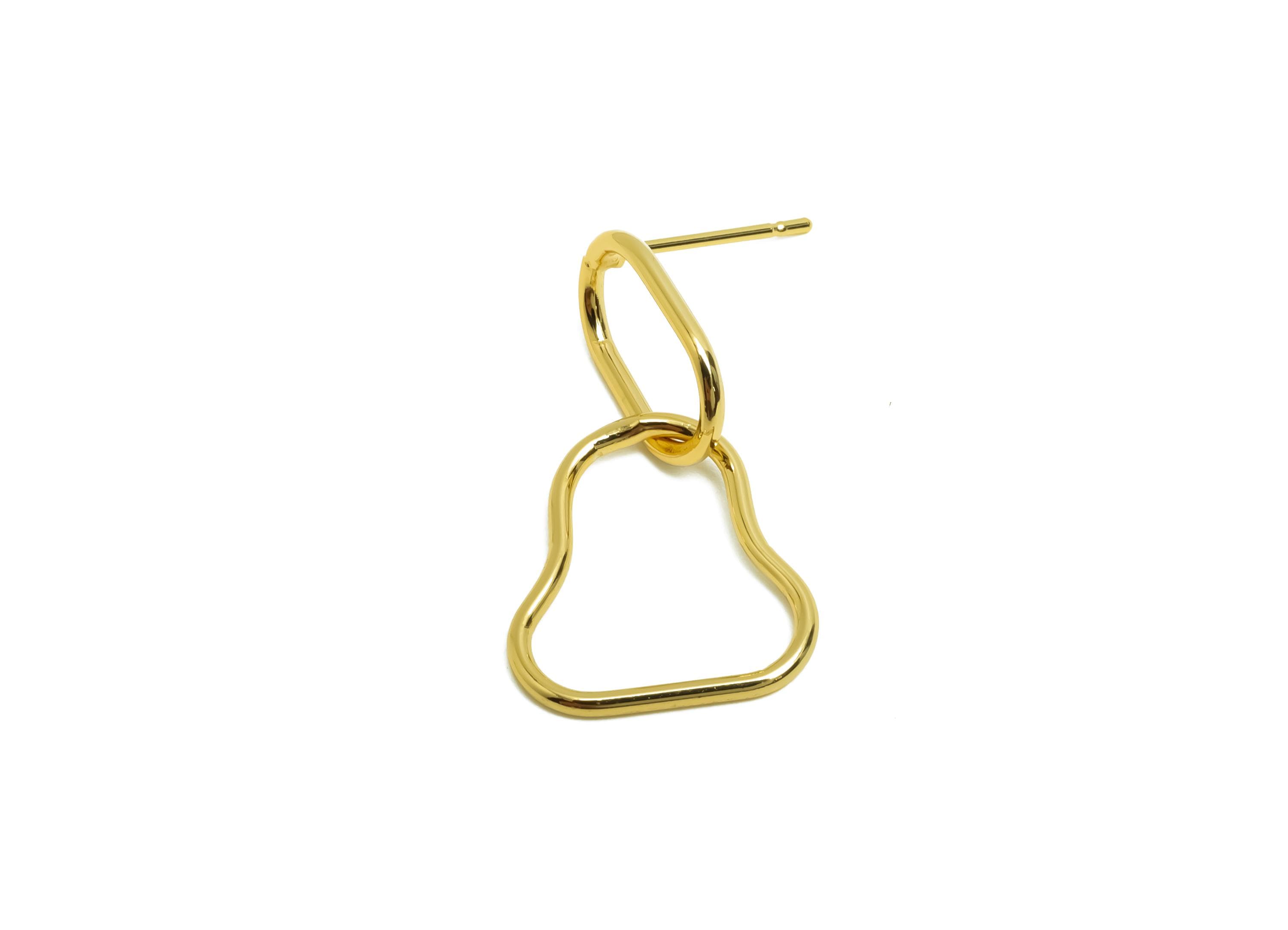 Brass Heart Earring Stud - Brass Dangle Heart Earring Post - Gold Jewelry - Gift For Her - 18K Real Gold Plating - 25.4x8.22x1mm - RGP8691 - DOMEDBAZAAR