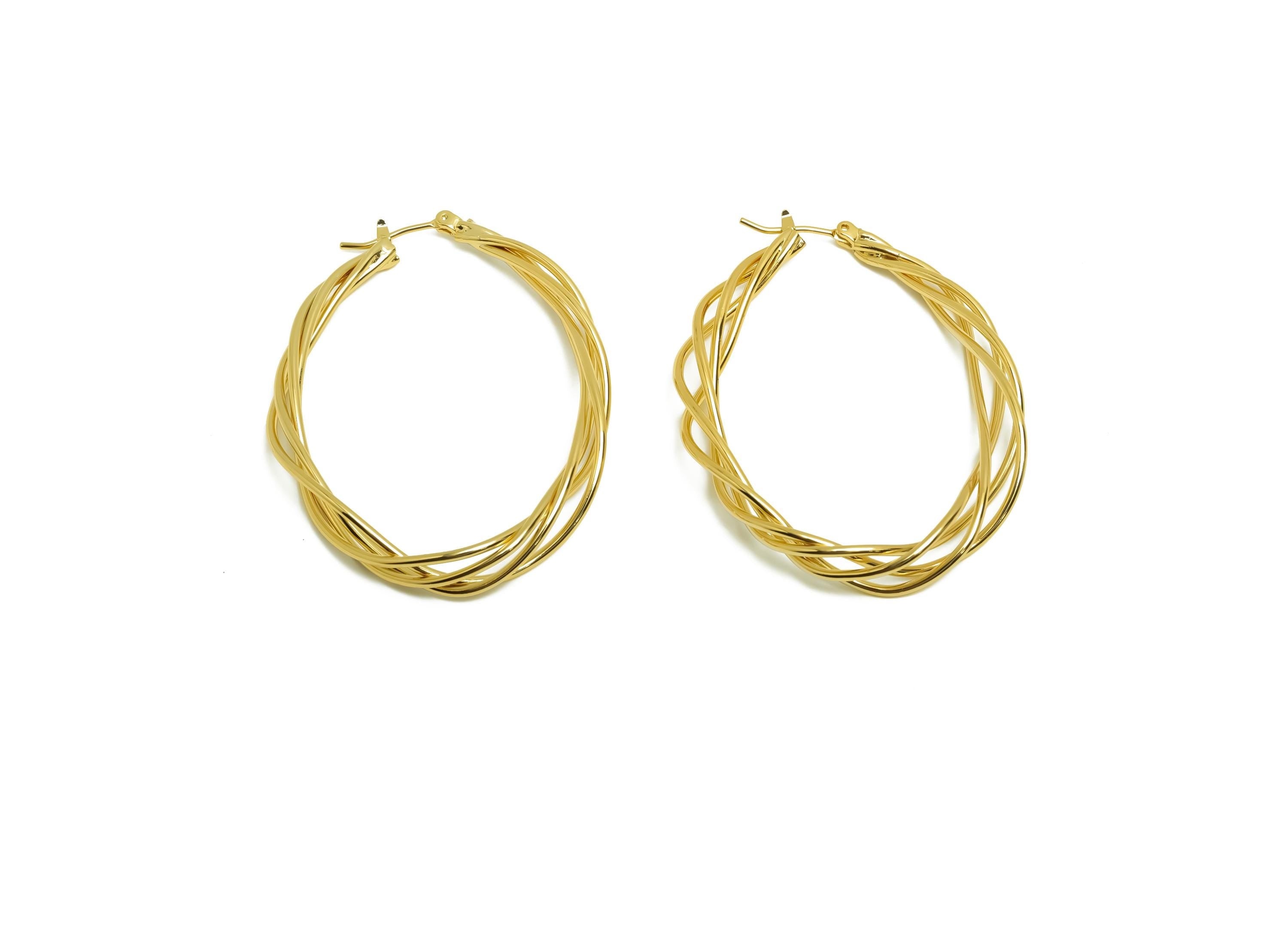 Brass Hoop Earring - Brass Wire Hinged Back Earring - Teardrop Hoop Earring - Gold Jewelry - 18K Real Gold Plating - 49x38x1.37mm - RGP8671 - DOMEDBAZAAR
