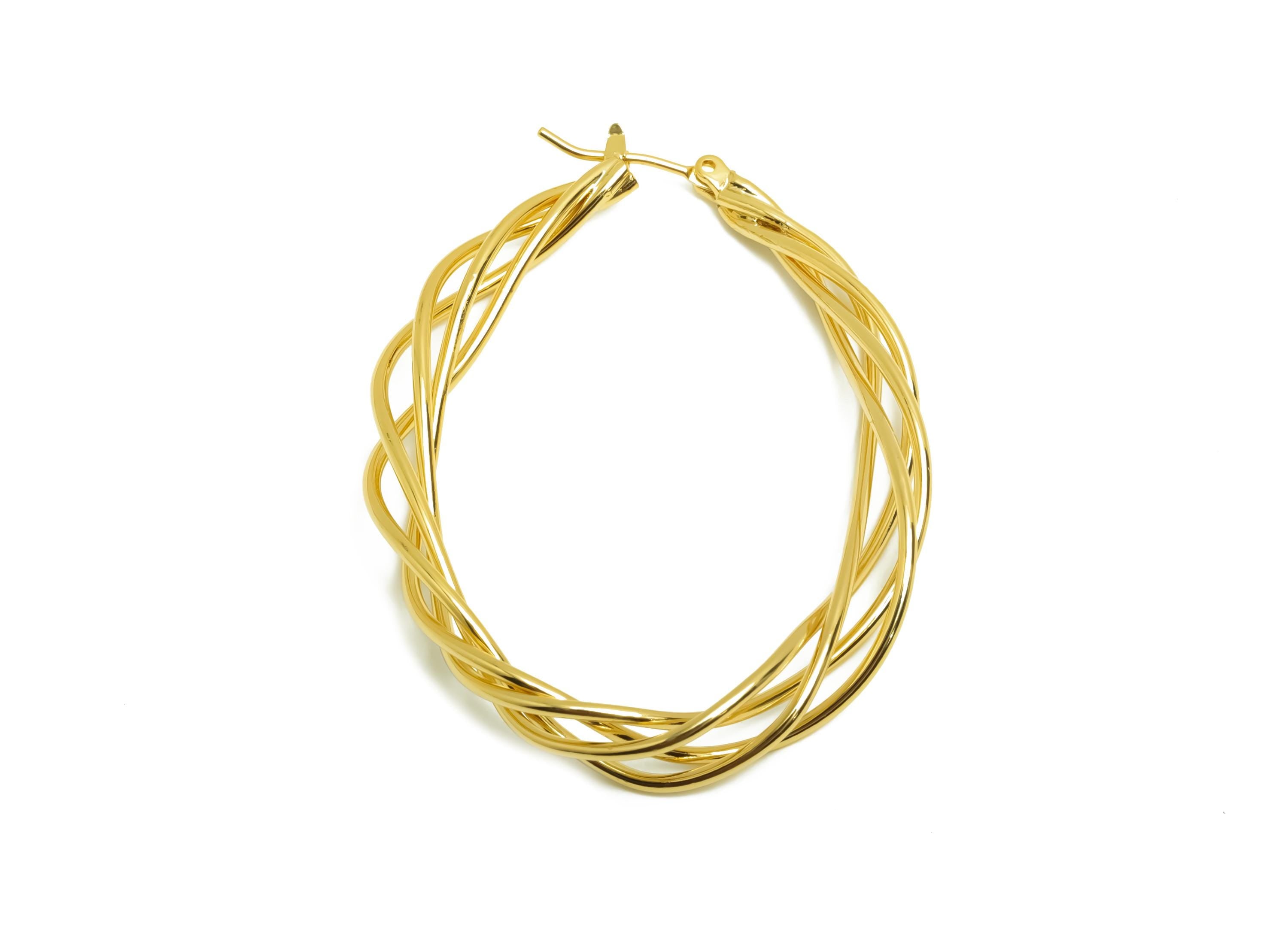 Brass Hoop Earring - Brass Wire Hinged Back Earring - Teardrop Hoop Earring - Gold Jewelry - 18K Real Gold Plating - 49x38x1.37mm - RGP8671 - DOMEDBAZAAR