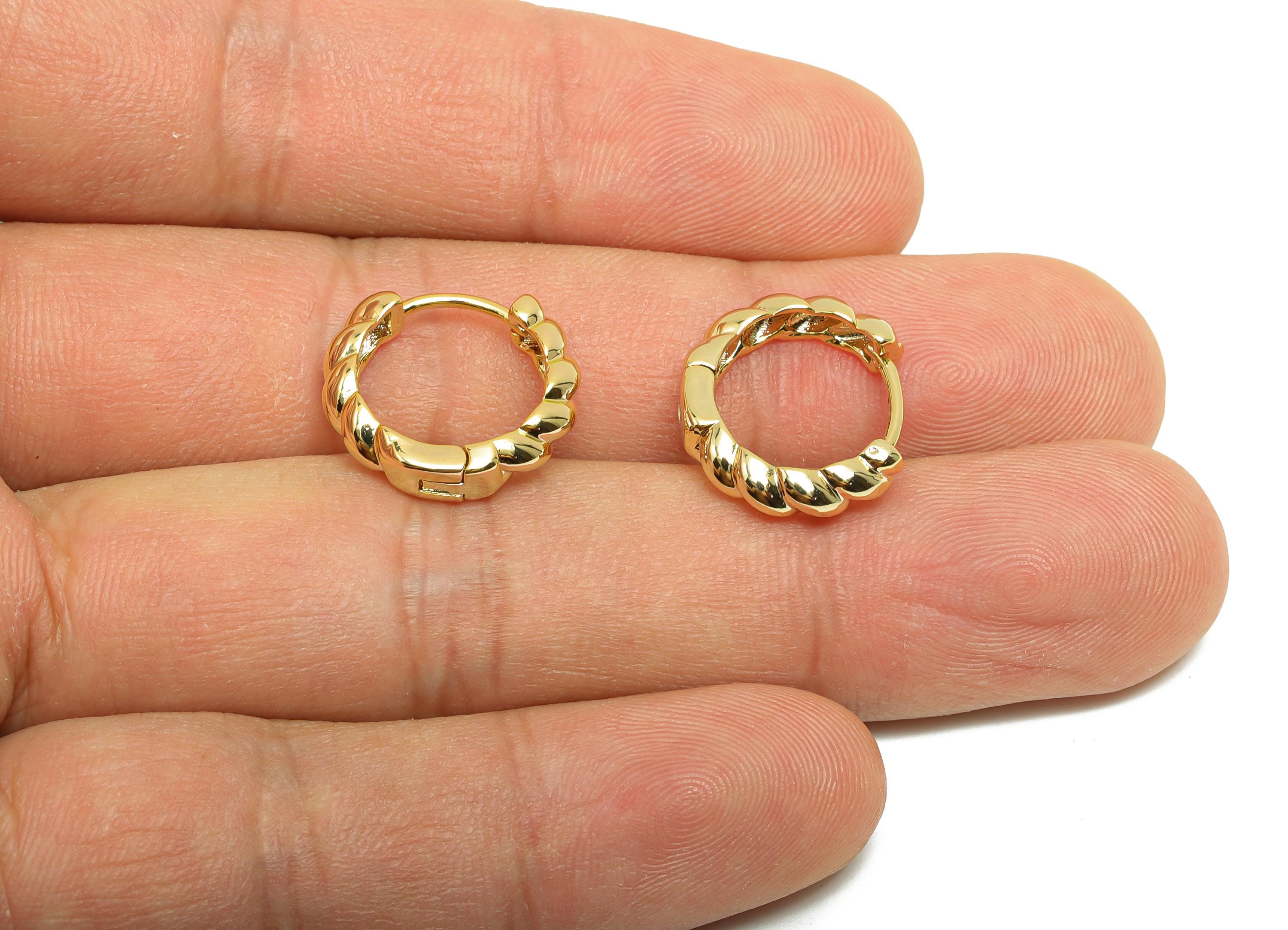 Brass Twisted Hoop Ear - Gold Huggie Earring for Girl's - Twisted Circle Daily Wear Earring - 18K Real Gold Plated -16.6x15.3x3.9mm- RGP8547 - DOMEDBAZAAR