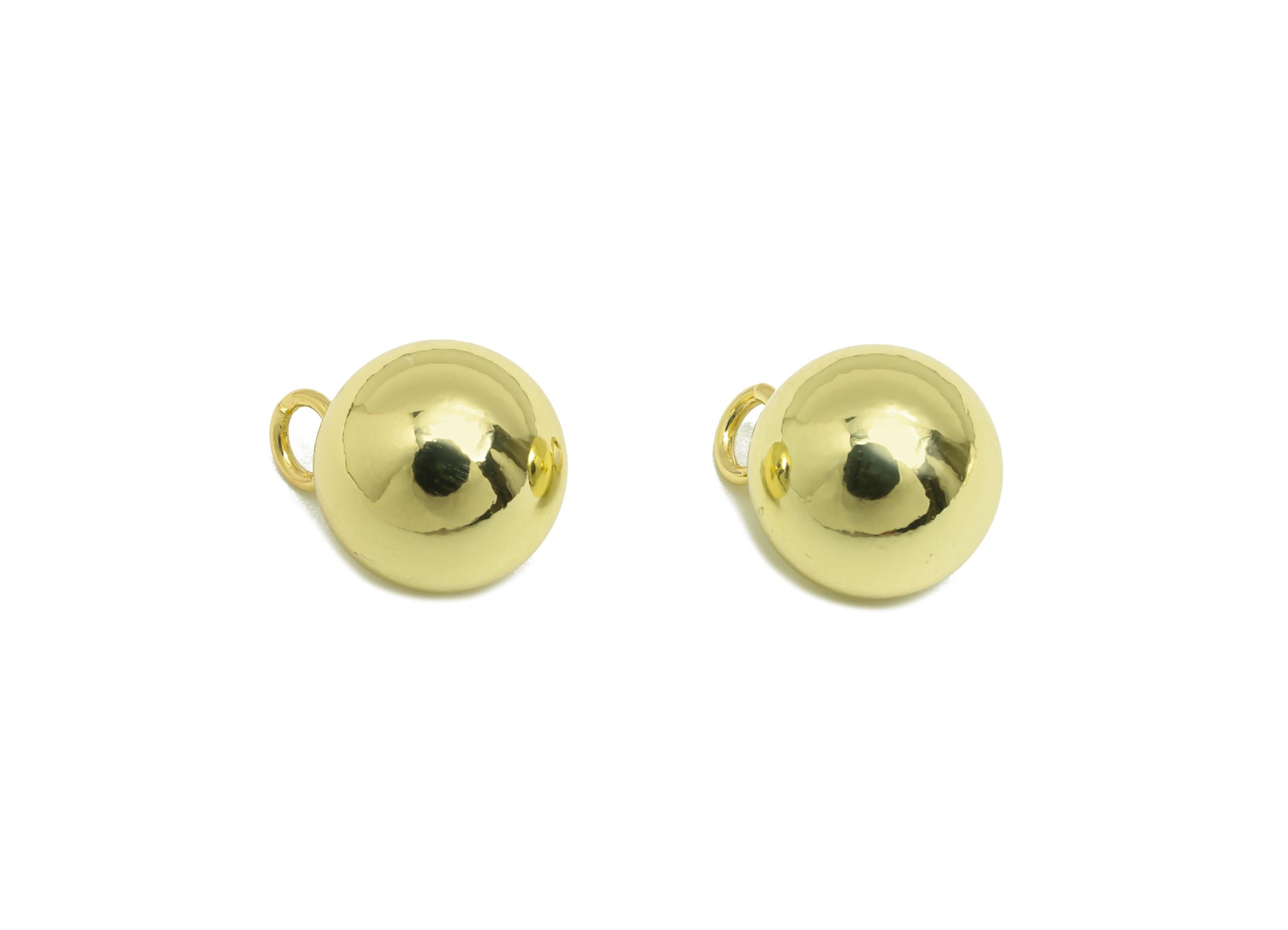 10mm Gold Spherical Charm with Loop - Brass Bead Earring Charm - Polished Gold Bead Charm - 18K Real Gold Plating - 13x10x10mm - RGP10225 - DOMEDBAZAAR