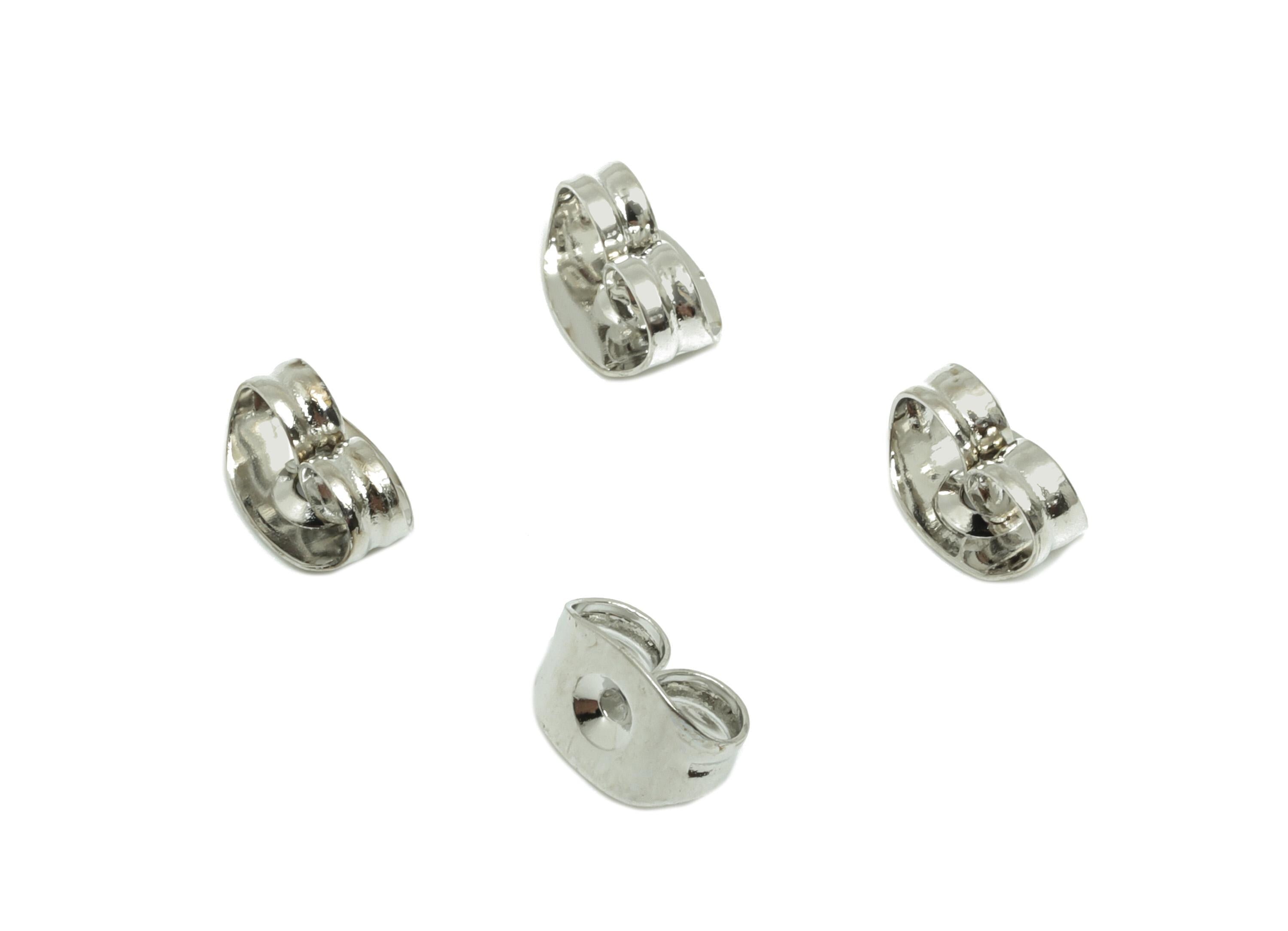 Brass Stud Earring Back Stopper - Earring Post Nuts Stopper - Earring Wire Backs - 18K Real White Gold Plating - 6x4x0.26mm -RGP10256 - DOMEDBAZAAR