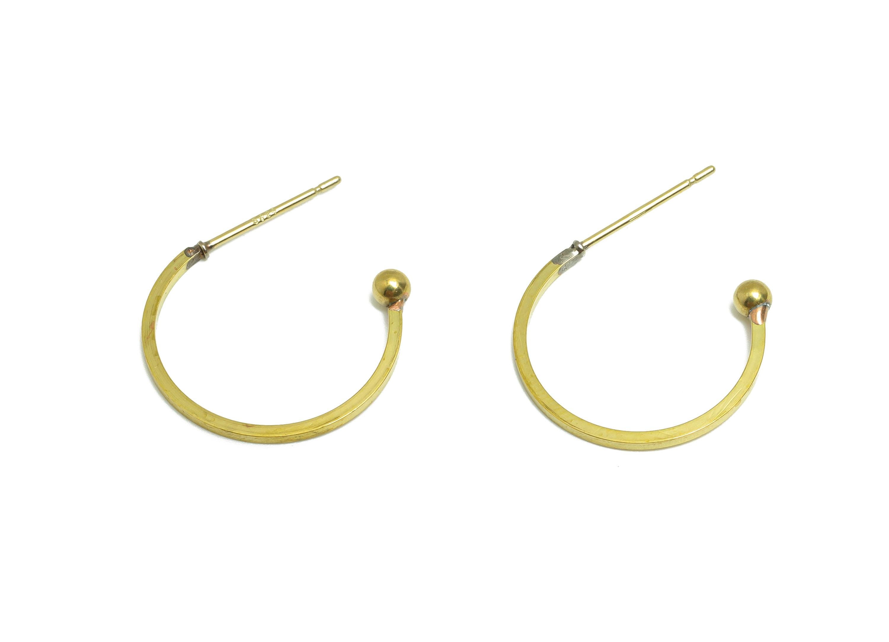 Brass Hoop Earring Bead - Raw Brass Hoop With Bead Earring Post - Brass Simple Gold Hoop - Minimalist Jewelry - 18x15.72x2.84mm - PP10940 - DOMEDBAZAAR