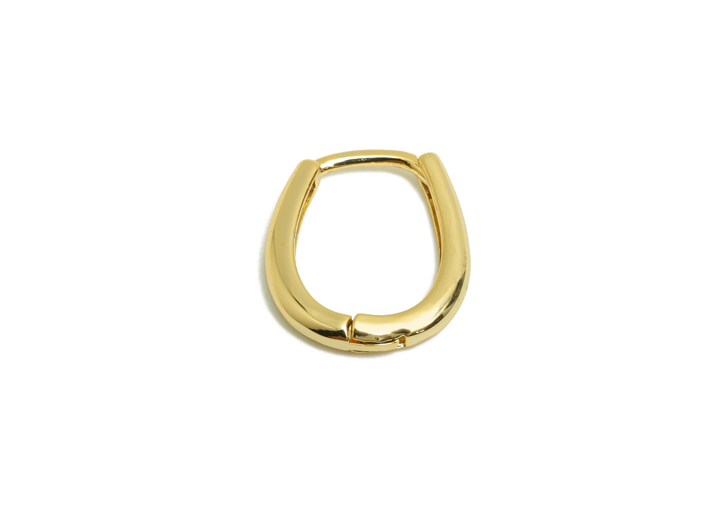 Brass Oval Hoop Earring - Gold Huggie Earring for Girl's - Minimalist Daily Wear Earring - 18K Real Gold Plating - 14.1x12.2x2.2mm - RGP8556 - DOMEDBAZAAR