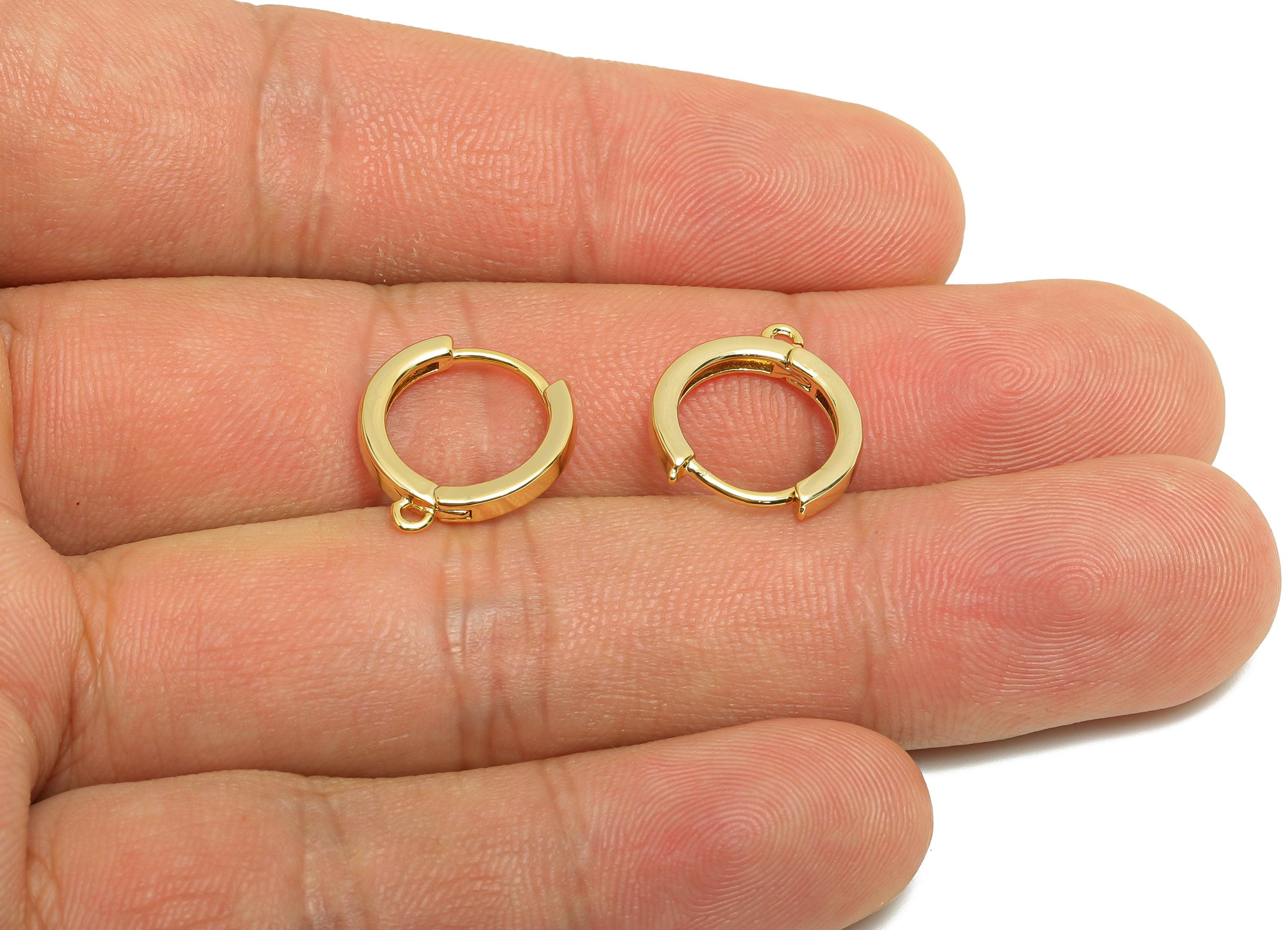 Brass 14*2mm Hoop Earring - Gold Huggie Earring for Girls - Daily Wear Earring with Loop - 18K Real Gold Plating -15.45x13.76x2.3mm- RGP8572 - DOMEDBAZAAR
