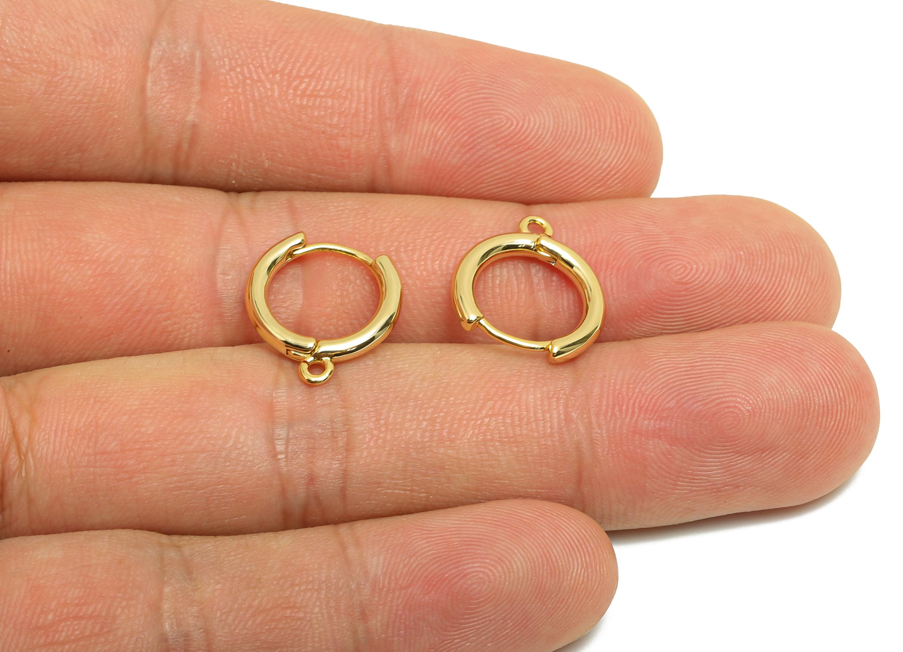 Brass 14*2mm Hoop Earring - Gold Huggie Earring for Girls - Daily Wear Earring with Loop - 18K Real Gold Plating -14.55x13.7x2.13mm- RGP8573 - DOMEDBAZAAR