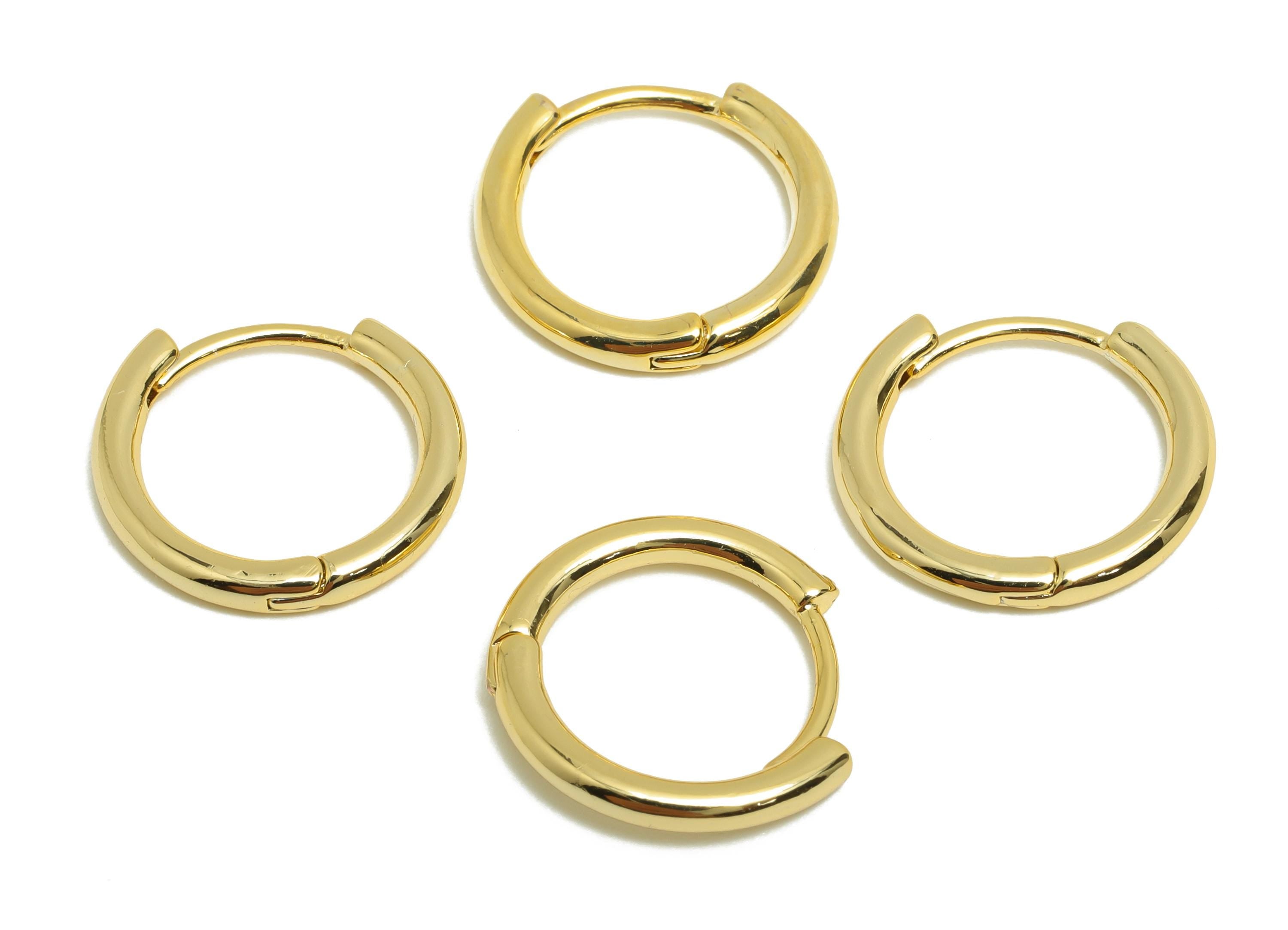 Brass Round Hoop Earring - Gold Huggie Earring for Girl's - Circle Daily Wear Earring - 18K Real Gold Plating - 15x15.9x2.12mm - RGP8577 - DOMEDBAZAAR
