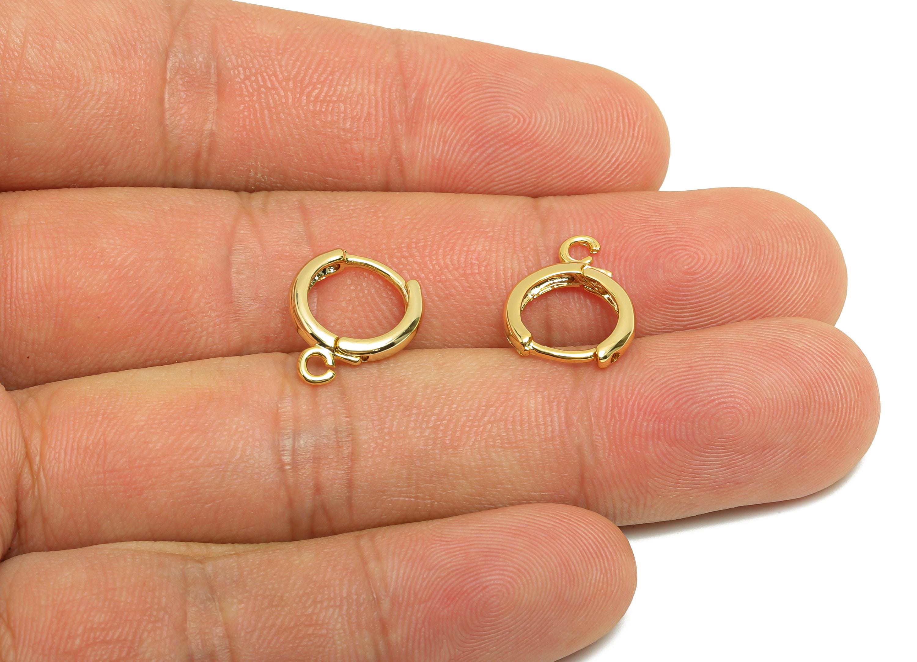 Brass Round Hoop Earring - Gold Huggie Earring for Girls - Daily Wear Earring with Loop - 18K Real Gold Plating - 14.2x11.8x2.3mm - RGP8578 - DOMEDBAZAAR