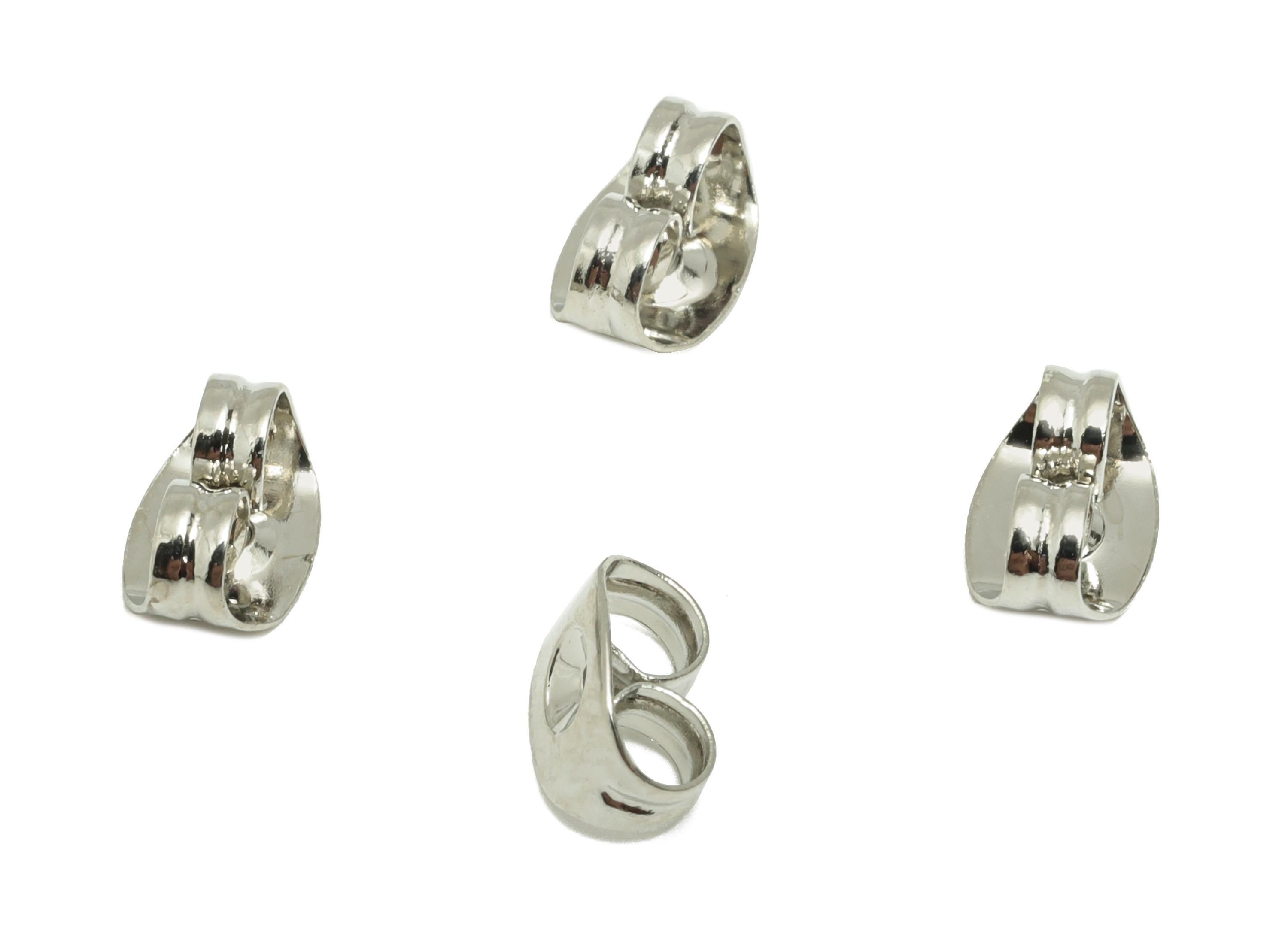 Brass Earring Stopper - White Butterfly Ear Backs - Minimalist Secure Clasp Used as Ear - 18K Real White Gold Plated- 6.5x4.4x3.4mm- RGP8931 - DOMEDBAZAAR