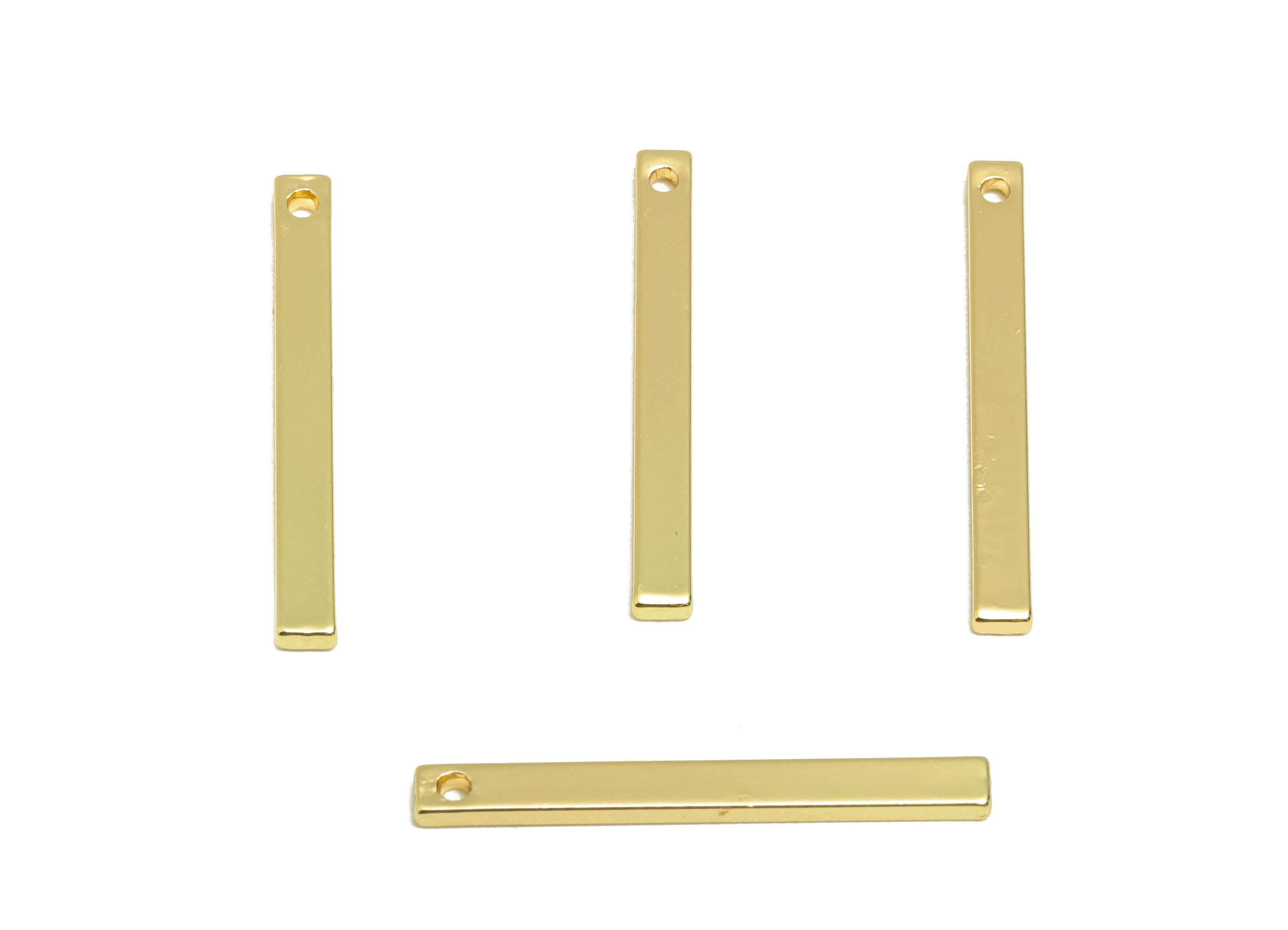 Gold Rectangular Bar Pendant - Brass Minimalist Bracelet Charm - Bar Making Necklace Accessory - 18K Real Gold Plating - 20x2x1mm - RGP8933 - DOMEDBAZAAR