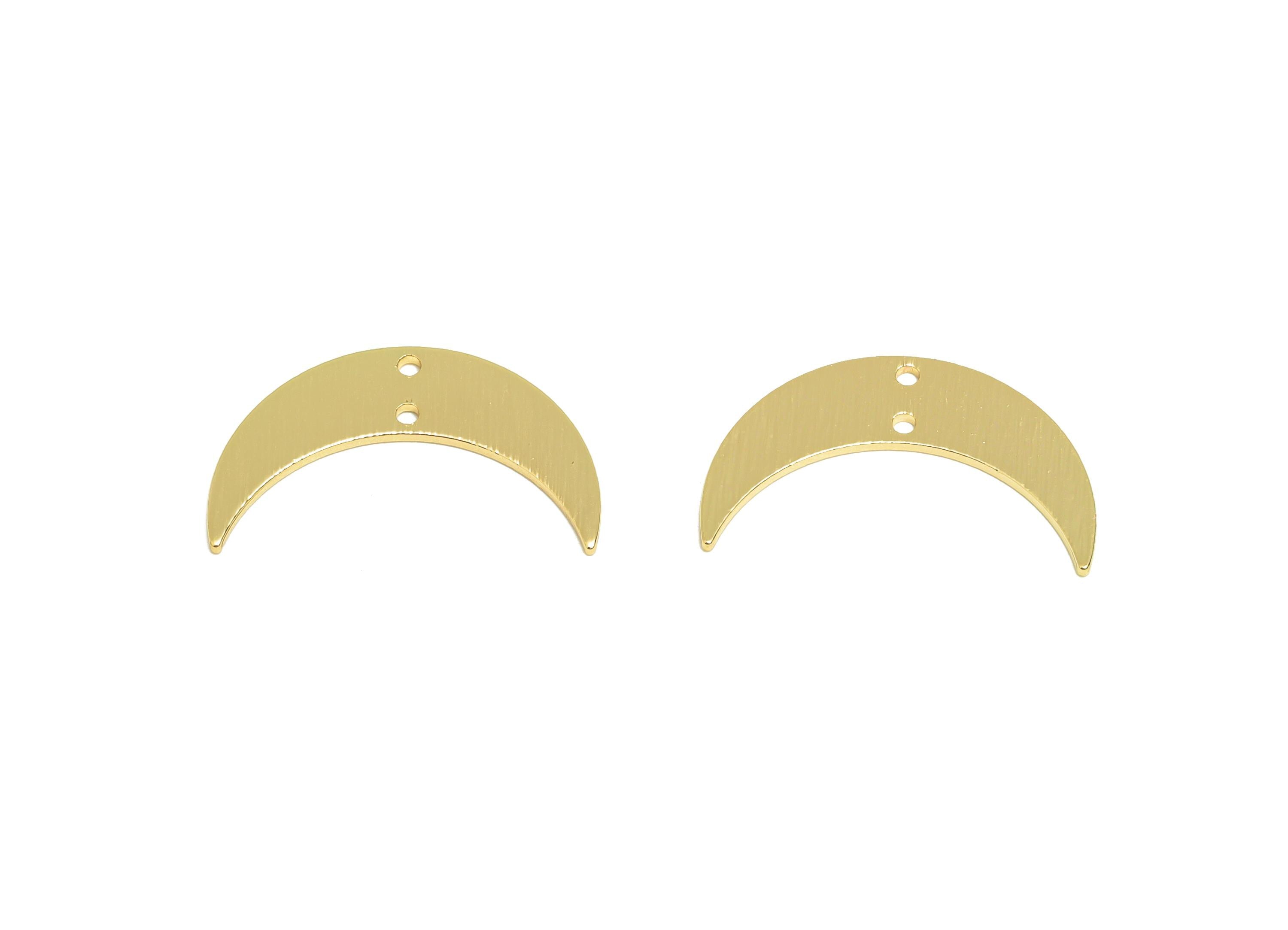 Brass Connector for Ear - Gold Textured Moon Charm for Necklace - Moon Bracelet Connector - 18K Real Gold Plating - 21.5x14.5x0.9mm- RGP8934 - DOMEDBAZAAR
