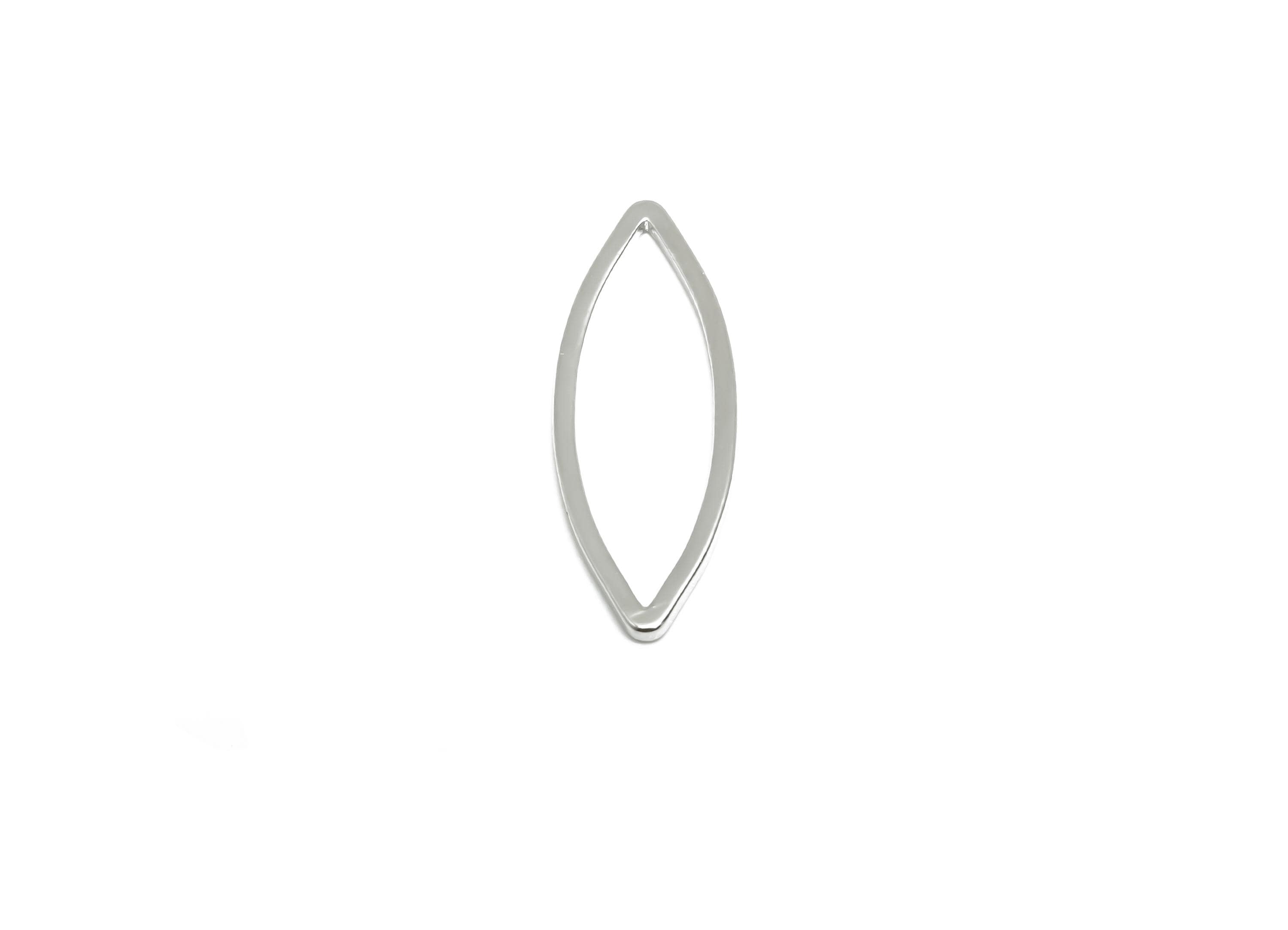 Brass Marquise Earring Charm - Semi Marquise Ring Connector - White Ring for Necklace - 18K Real White Gold Plating - 19x7x0.87mm - RGP8935 - DOMEDBAZAAR