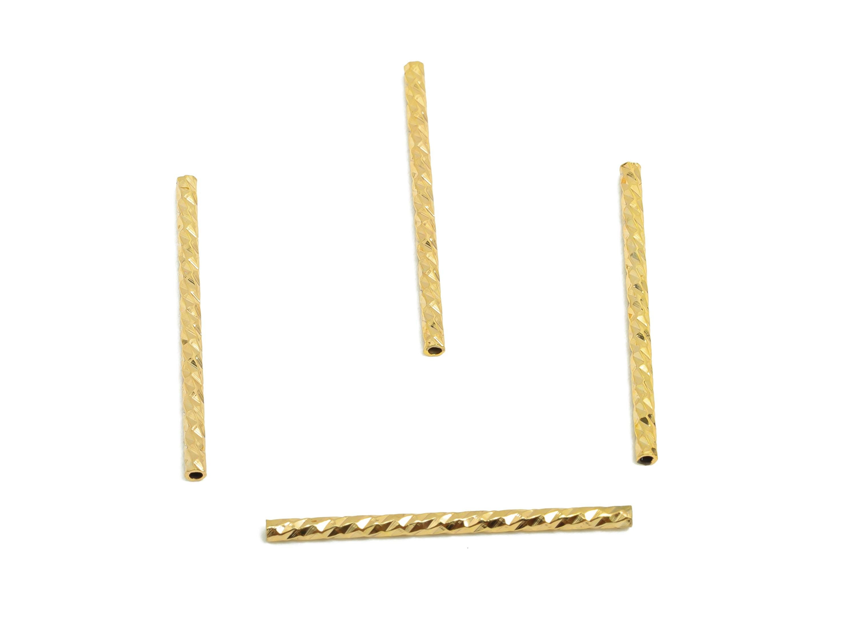 1.5*25 Batch Flower Straight Tube - Brass Textured Circle Pipes for Geometric - For Air Plants - DIY Tubes - 18K Real Gold Plating - RGP9963 - DOMEDBAZAAR
