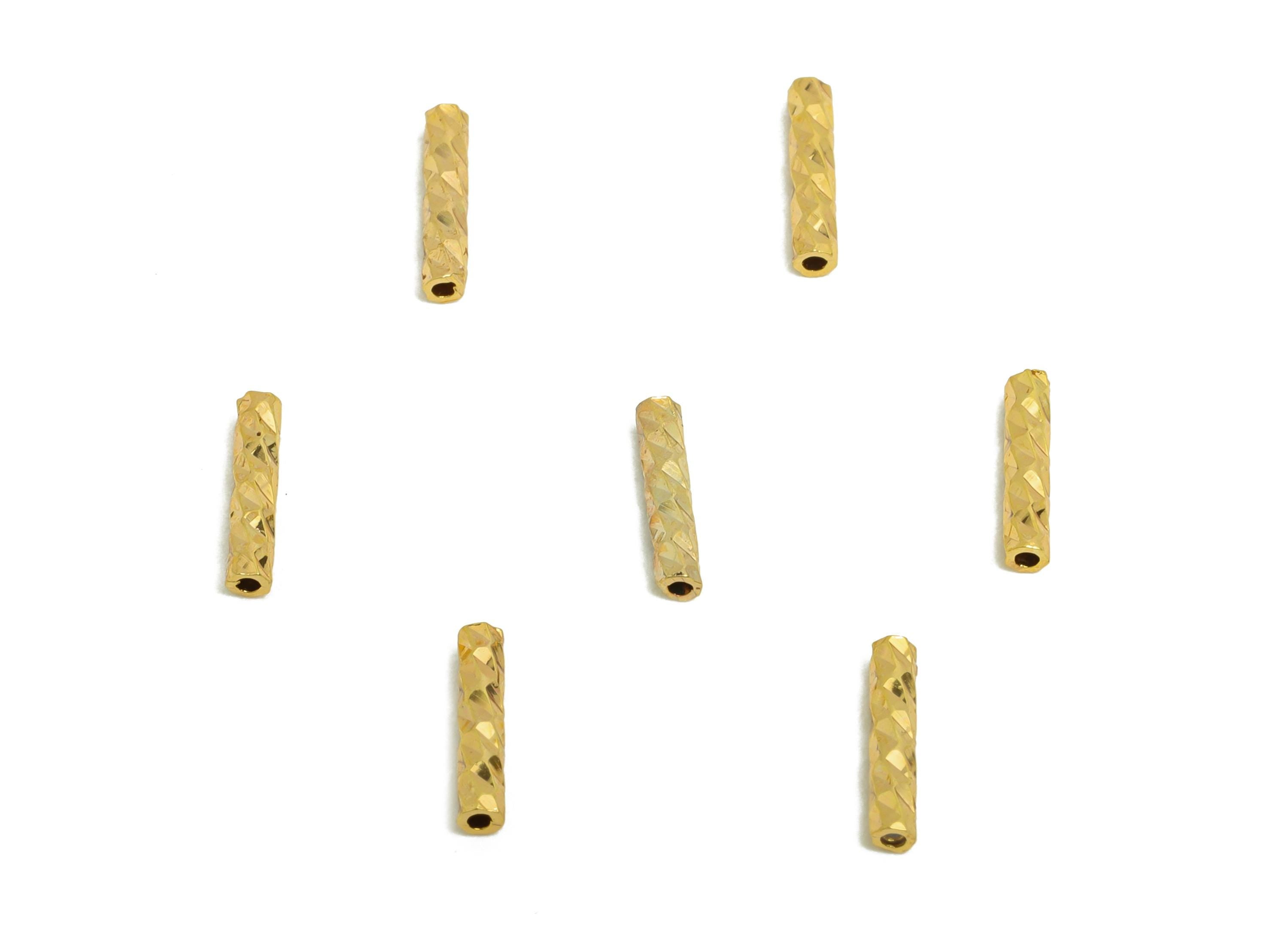 1.5*7 Batch Flower Straight Tube - Brass Textured Circle Pipes for Geometric - For Air Plants - DIY Tubes - 18K Real Gold Plating - RGP9958 - DOMEDBAZAAR