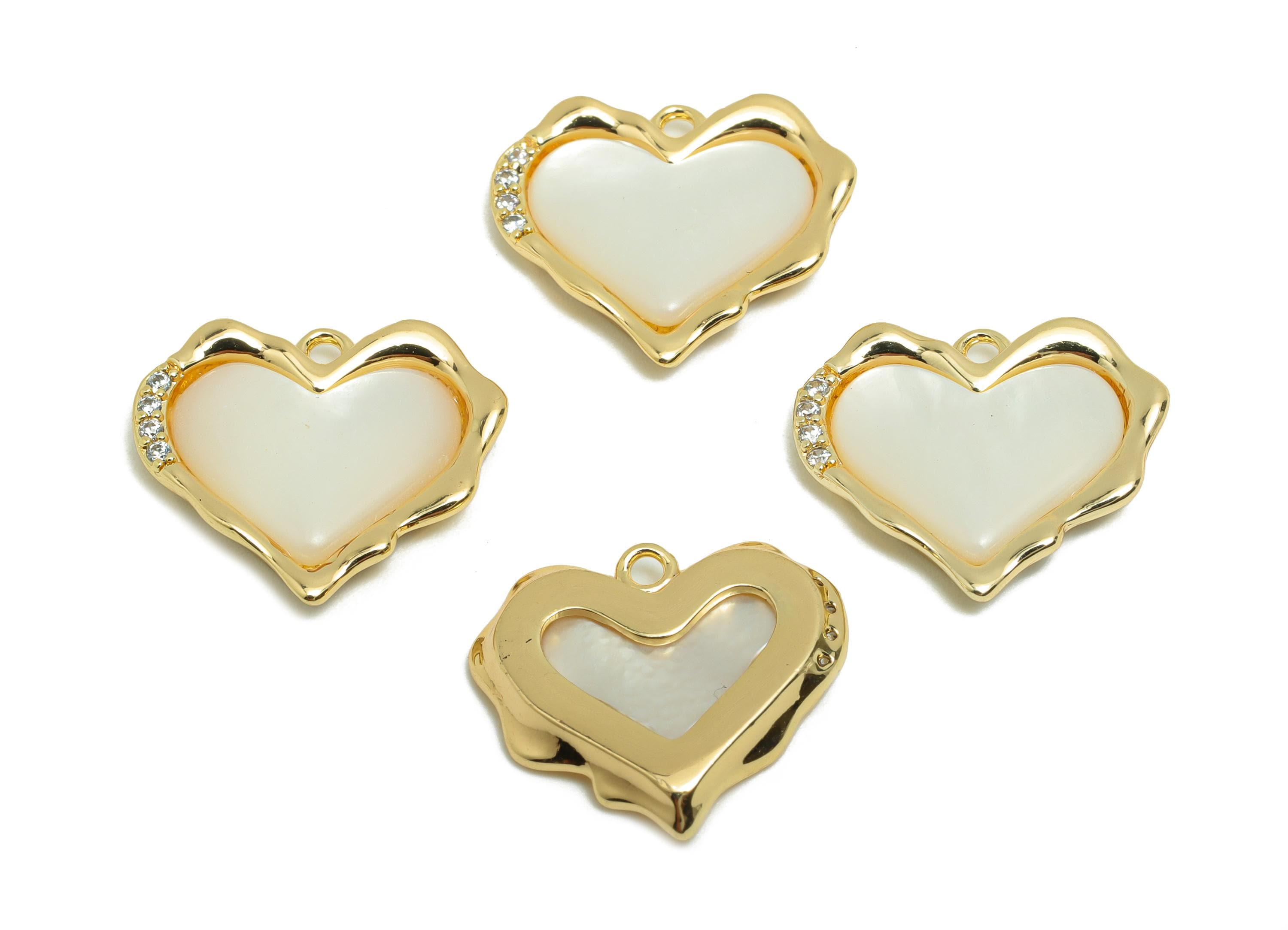 Brass Shell Earring Charm - Brass Heart Shell Charm - Vintage Charm - Brass Heart Pendant - 18K Real Gold Plated - 16x14x2mm - RGP9989 - DOMEDBAZAAR