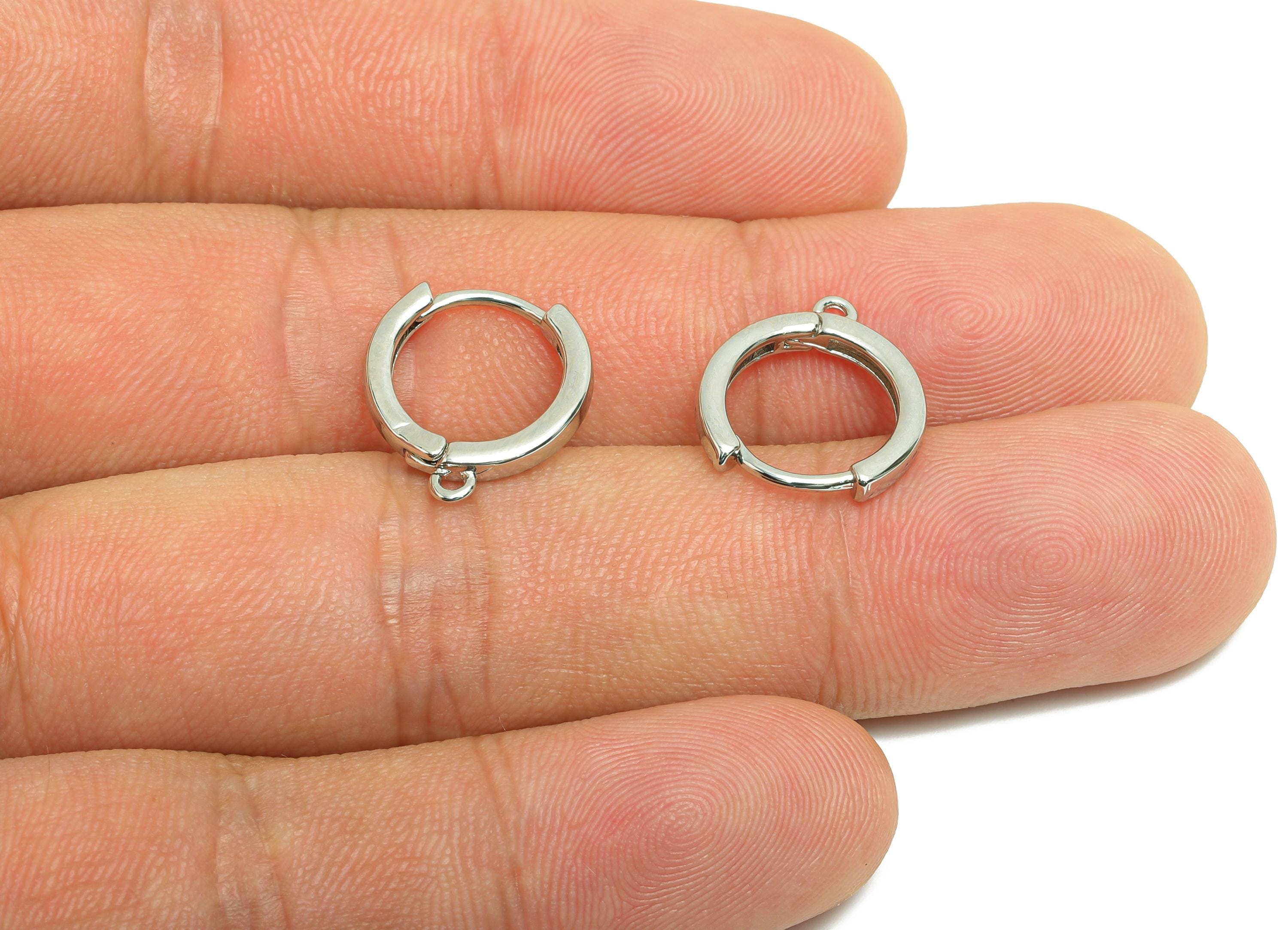 Brass 14*2mm Hoop Earring - White Huggie Earring for Girls - Daily Wear Earring - 18K Real White Gold Plating - 15.45x13.76x2.3mm - RGP8580 - DOMEDBAZAAR