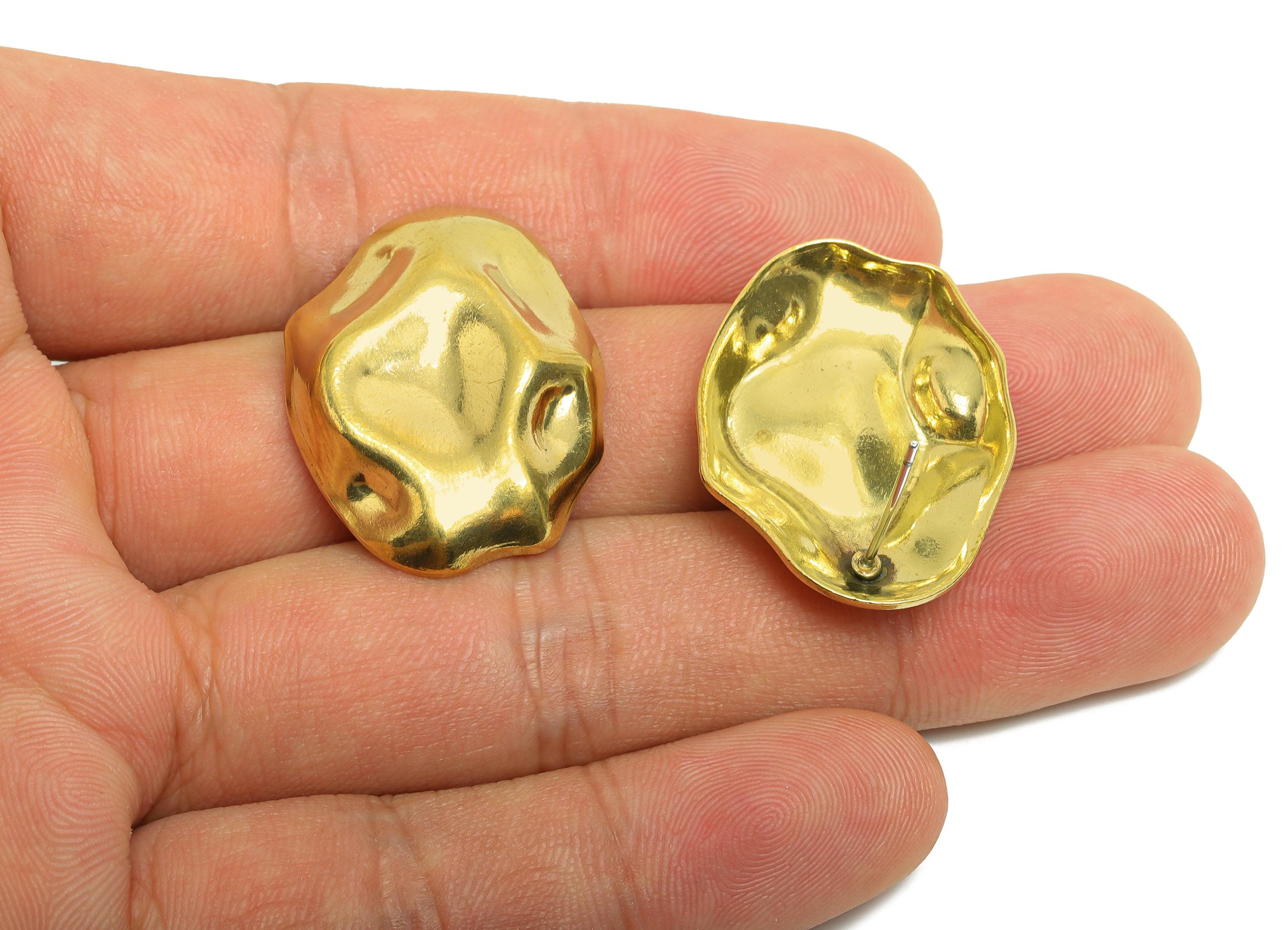 Brass Abstract Earring Stud - Raw Brass Sculpted Organic Earring Post - Textured Unique Stud - Abstract Jewelry - 30x22x5mm-PP10800 - DOMEDBAZAAR
