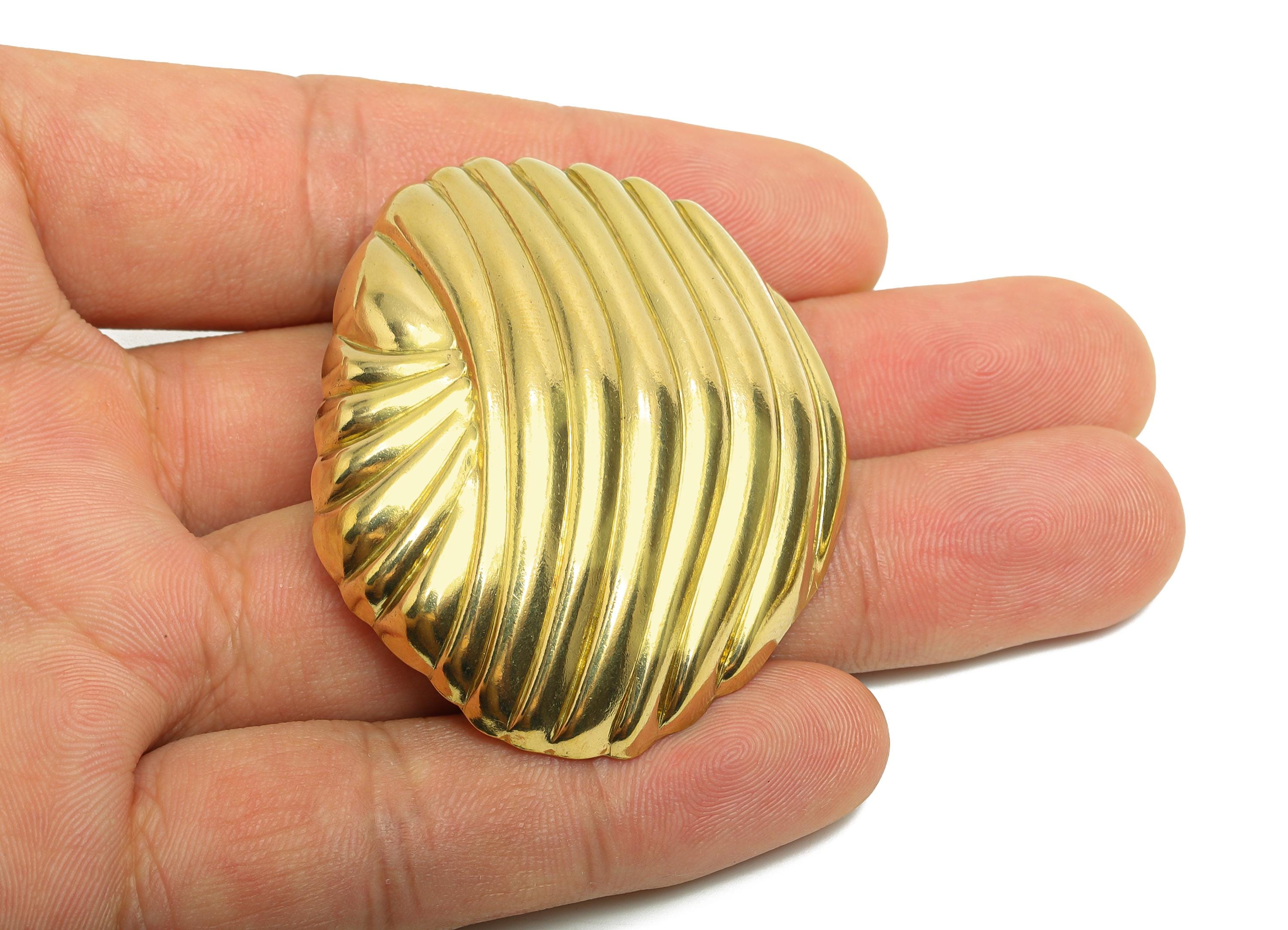 Brass Shell Earring - Raw Brass Textured Bold Shell Earring - Textured Wave Earring - Vintage-Inspired Rippled Stud - 49x41x8mm - PP10804 - DOMEDBAZAAR