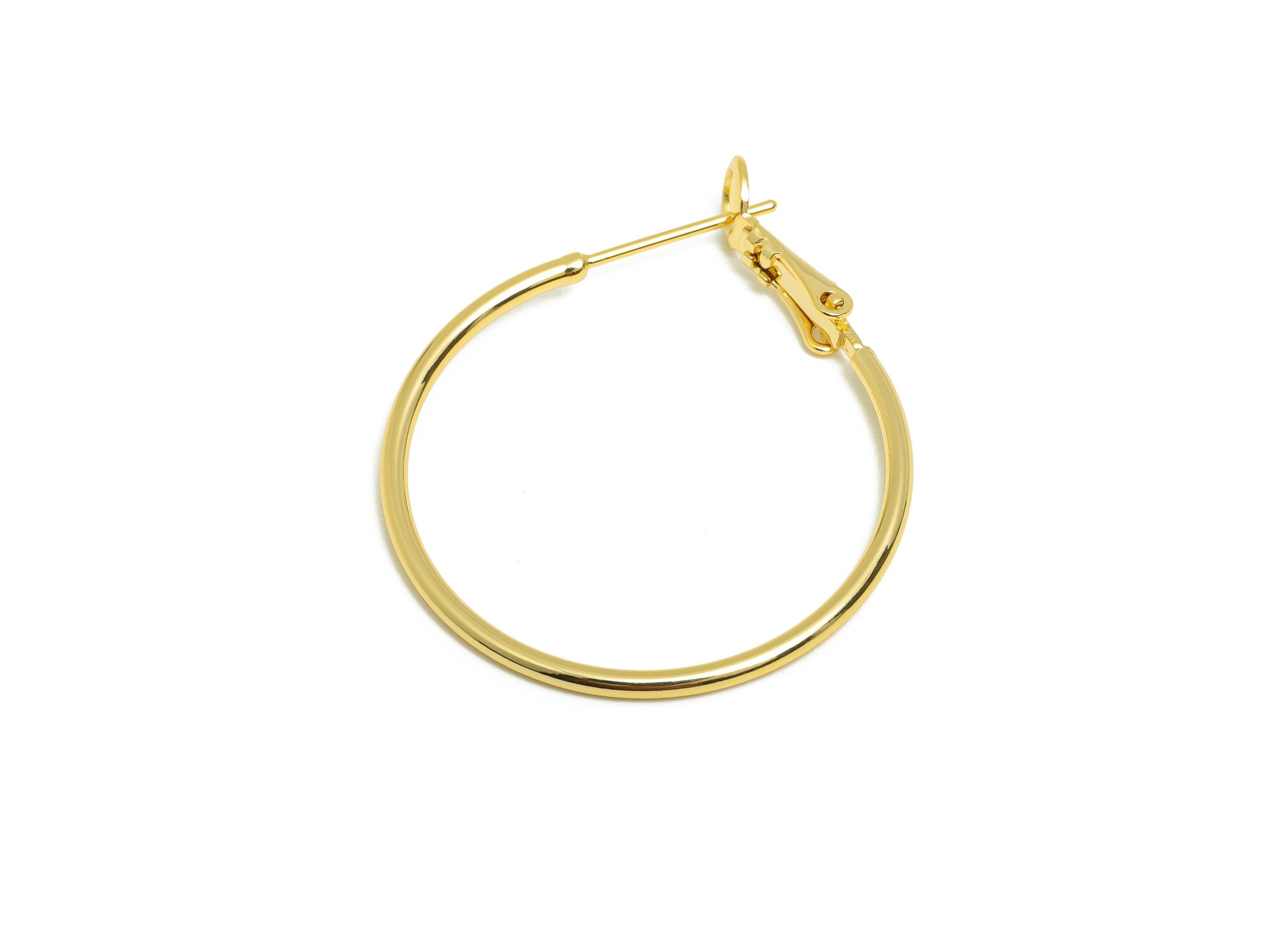 Brass Circle Hoop Earring - Gold Minimalist Huggie Earring - Round Daily Wear Earring - 18K Real Gold Plated - 34.55x30.17x1.48mmm - RGP8970 - DOMEDBAZAAR