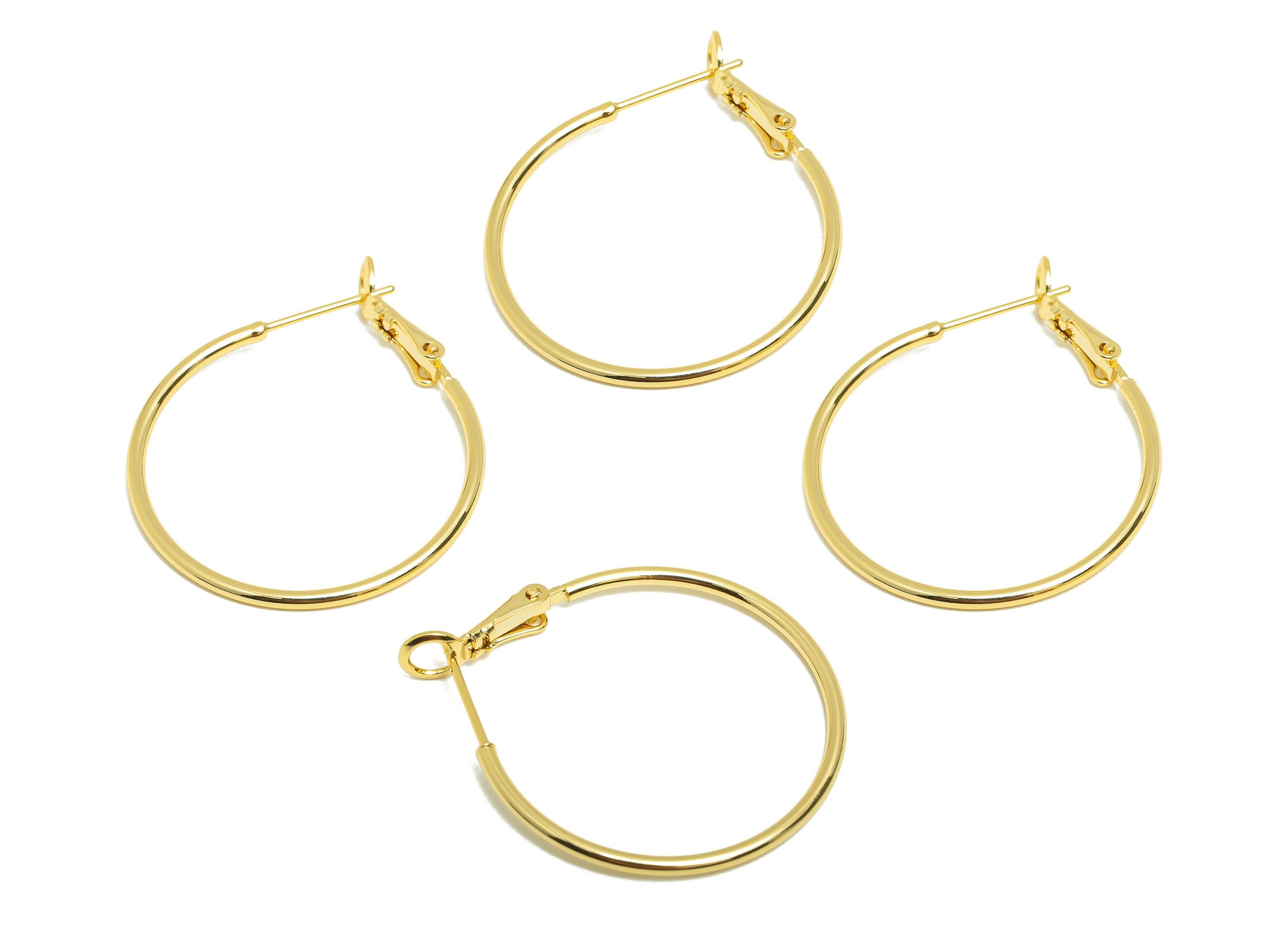 Brass Circle Hoop Earring - Gold Minimalist Huggie Earring - Round Daily Wear Earring - 18K Real Gold Plated - 34.55x30.17x1.48mmm - RGP8970 - DOMEDBAZAAR