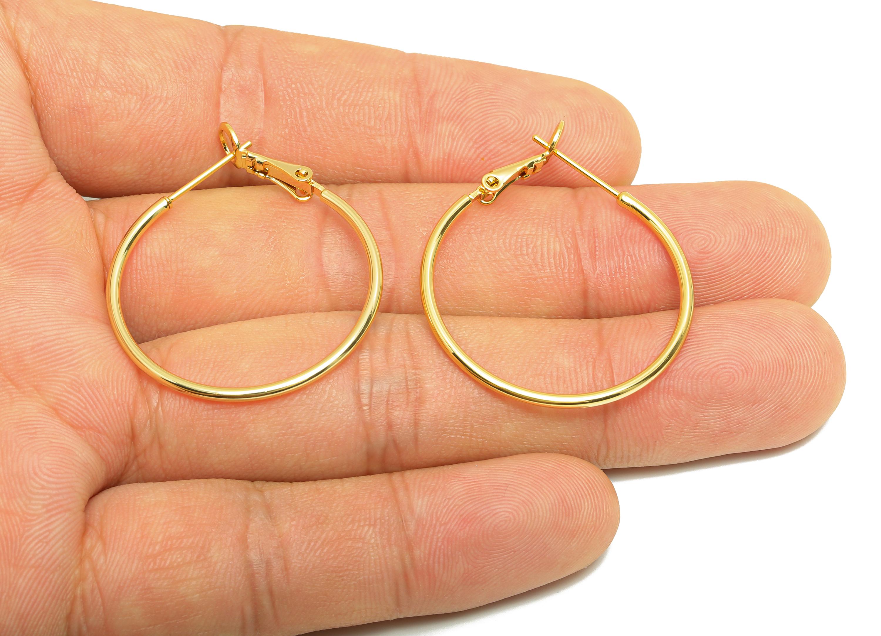 Brass Circle Hoop Earring - Gold Minimalist Huggie Earring - Round Daily Wear Earring - 18K Real Gold Plated - 34.55x30.17x1.48mmm - RGP8970 - DOMEDBAZAAR