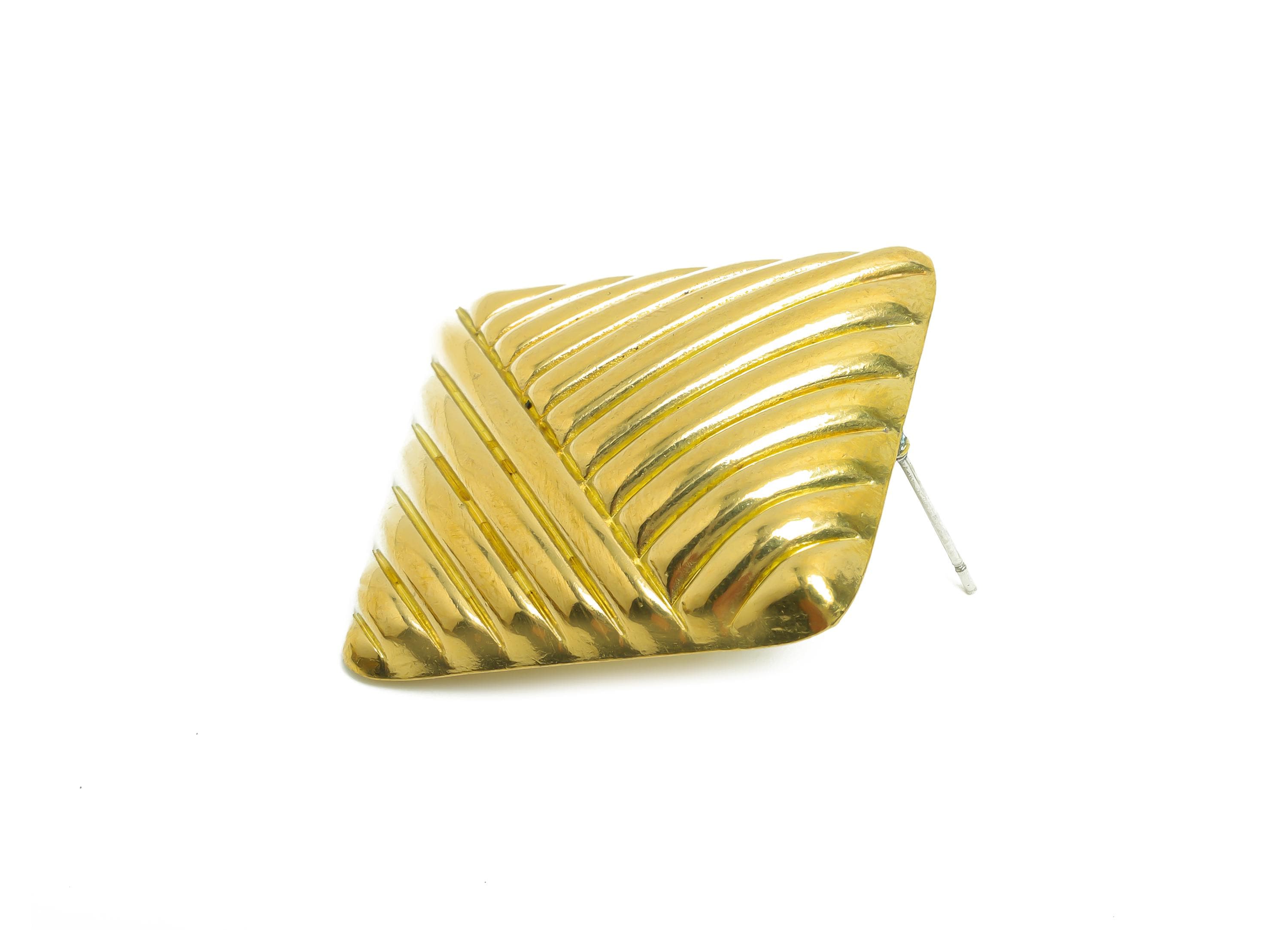 Brass Square Earring - Raw Brass Bold Geometry Earring - Textured Wave Earring - Vintage-Inspired Rippled Stud - 33.2x28.68x6.63mm - PP10811 - DOMEDBAZAAR