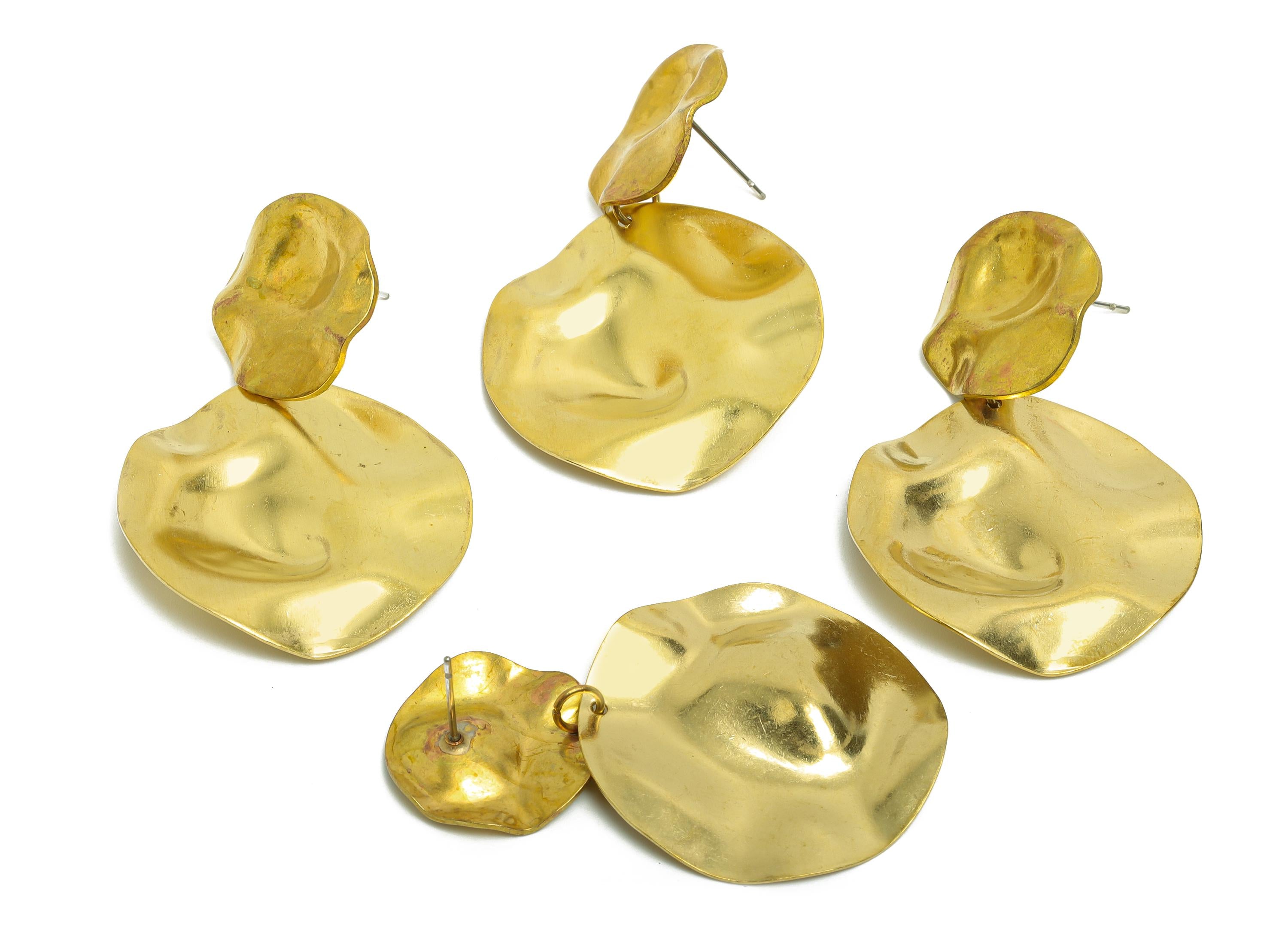 Bold Dangle Earring Post - Raw Brass Elegant Abstract Earring Stud - Brass Elegant Earring Post - Artistic Earring - 50.6x33x4mm - PP10792 - DOMEDBAZAAR