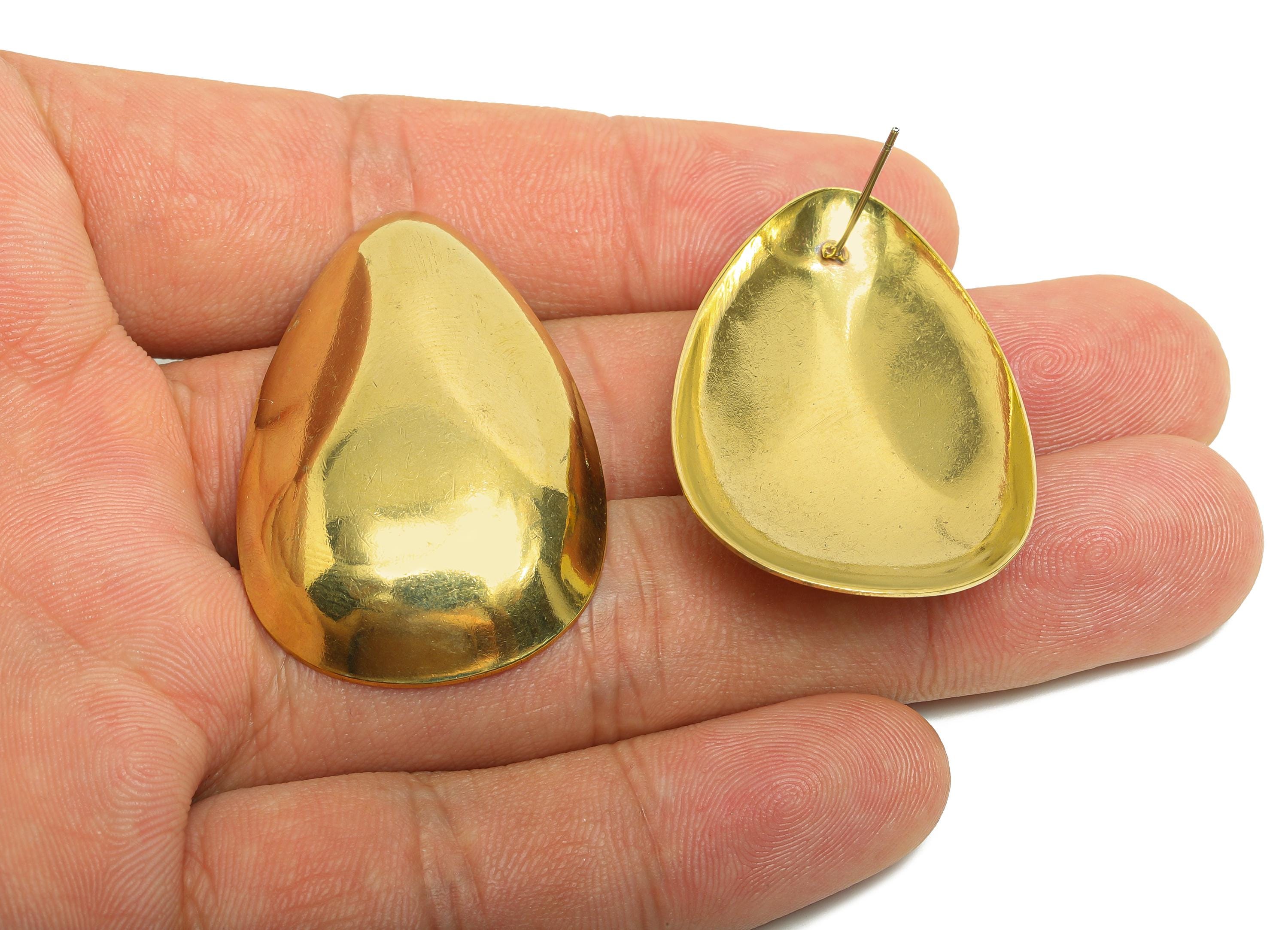 Sleek Teardrop Earring - Raw Brass Minimalist Teardrop Statement Earring - Minimalist Earring - Artistic Jewelry - 41.5x27x6.5mm - PP10794 - DOMEDBAZAAR