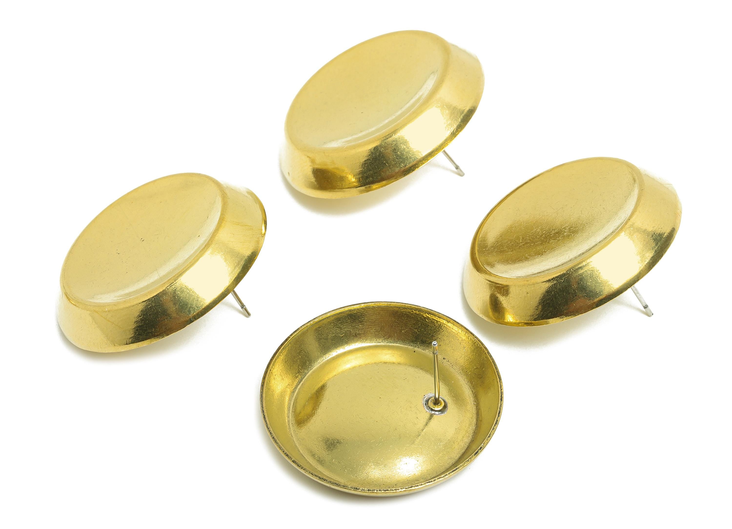 Bold Round Concave Earring Post - Raw Brass Elegant Concave Stud Earring - Brass Elegant Concave Stud Earrings - 31x31x5mm - PP10805 - DOMEDBAZAAR