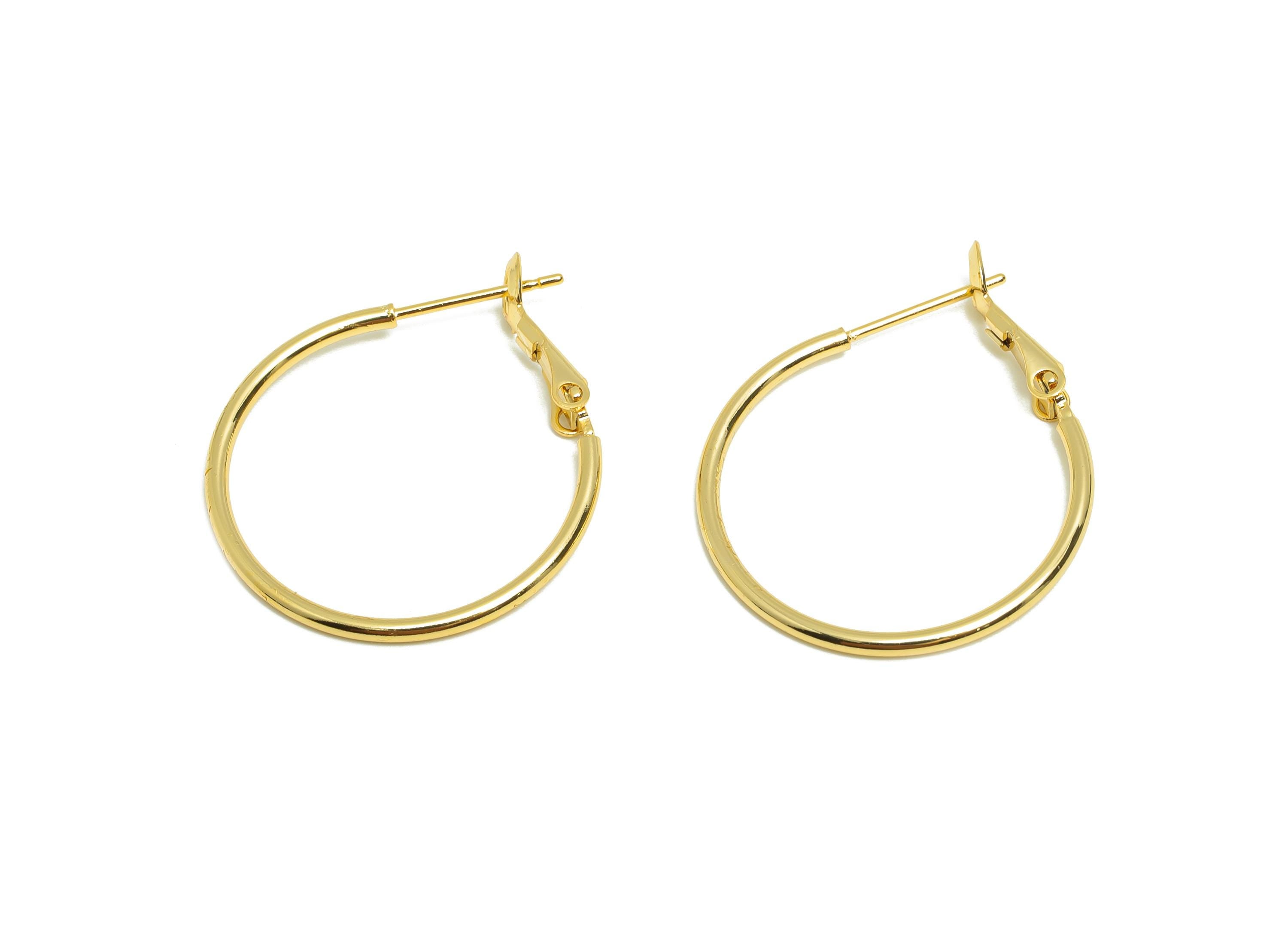 Brass Circle Hoop Earring - Gold Minimalist Huggie Earring - Round Daily Wear Earring - 18K Real Gold Plating - 30.91x25.14x1.49mm - RGP8976 - DOMEDBAZAAR