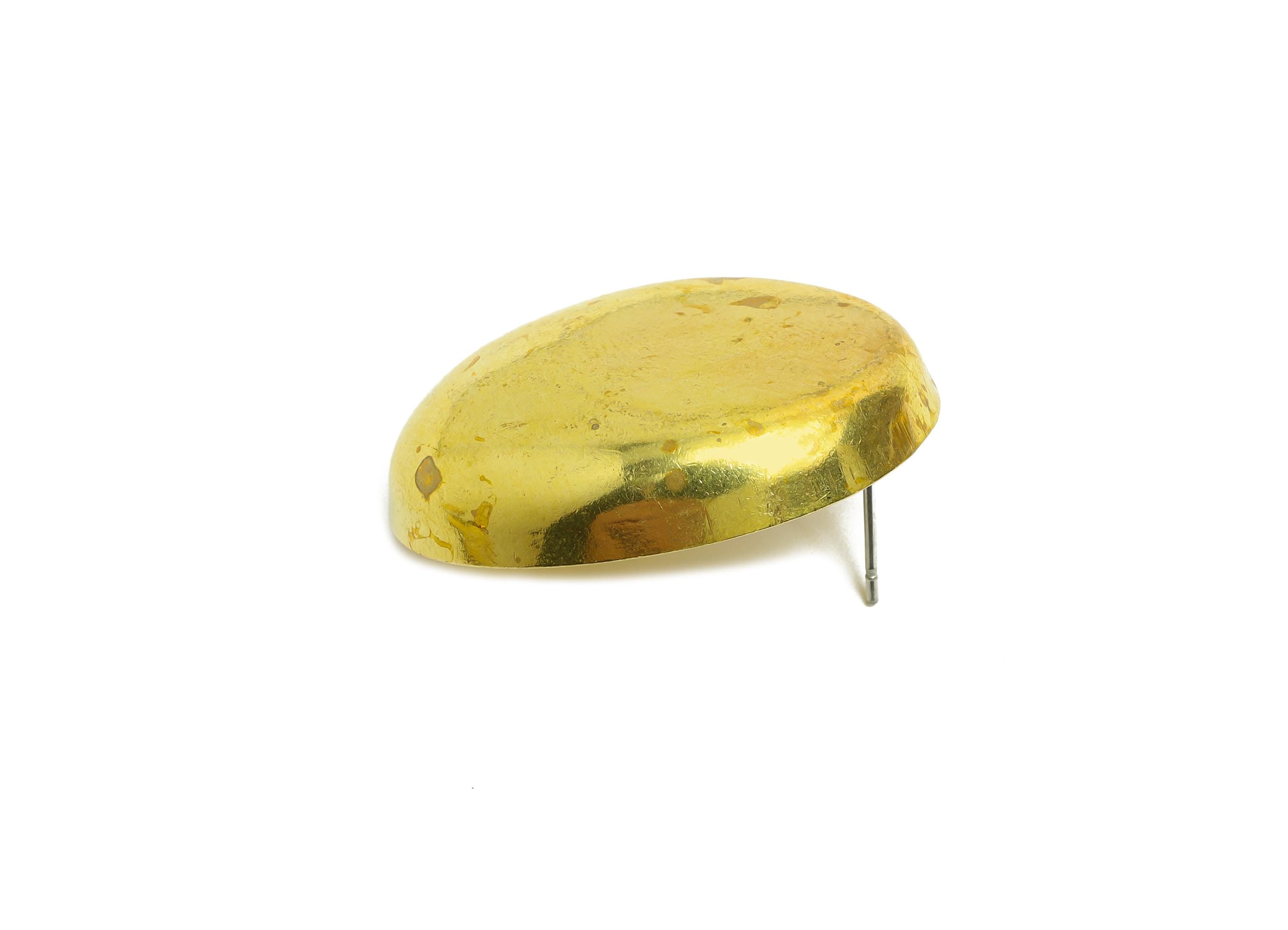 Classic Domed Oval Stud - Raw Brass Geometry Earring Stud - Minimalist Oval Earring Stud - Elegant Curves Earring - 31x24x6.87mm - PP10786 - DOMEDBAZAAR