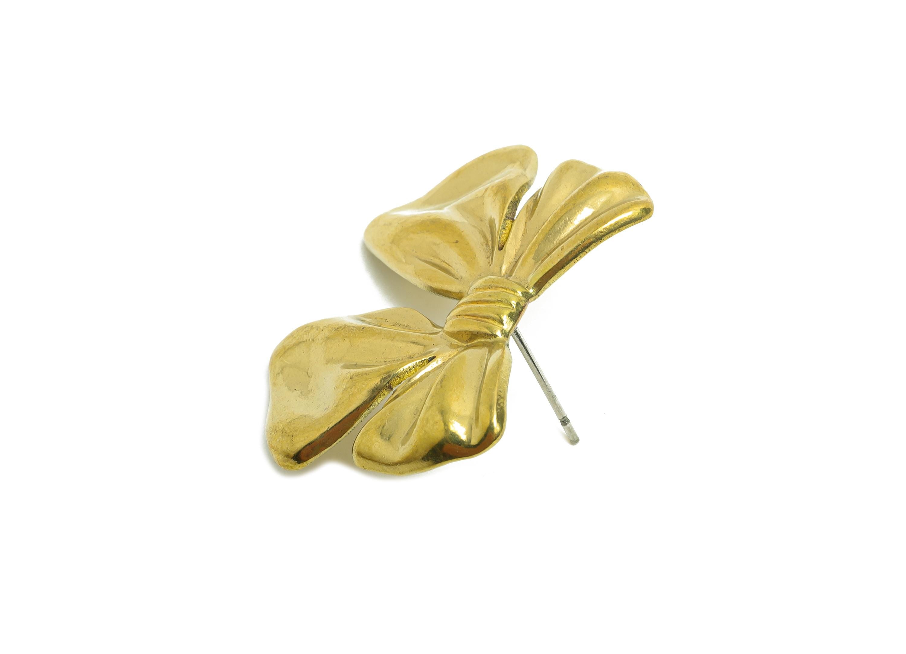 Brass Butterfly Bow Stud Earring - Raw Brass Charming Bow  Ribbon Stud Earring - Textured Butterfly Bow Earring Post - 32x25x3.1mm - PP10809 - DOMEDBAZAAR